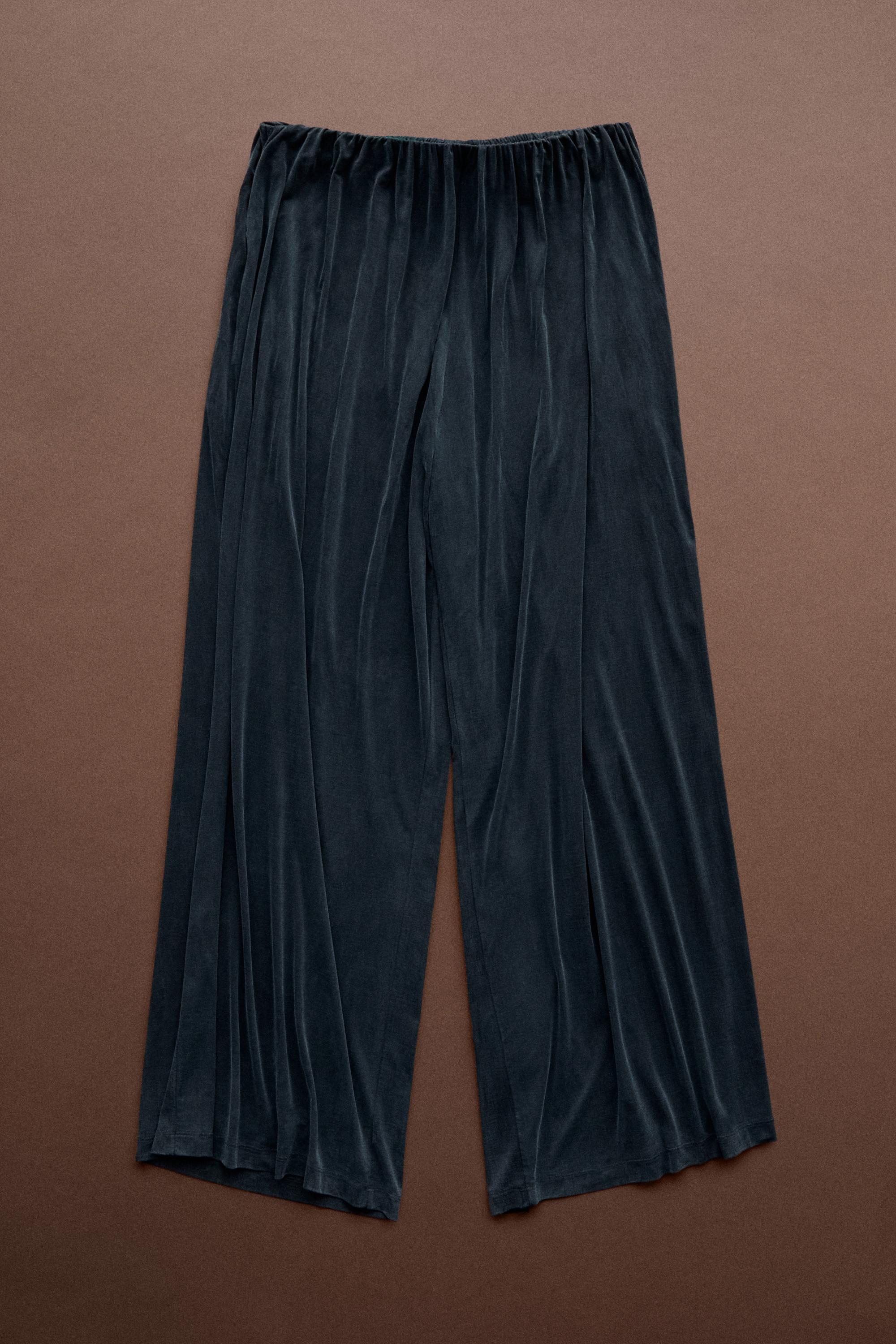 Pleated flowing wide-leg pants - STUDIO — BLUE