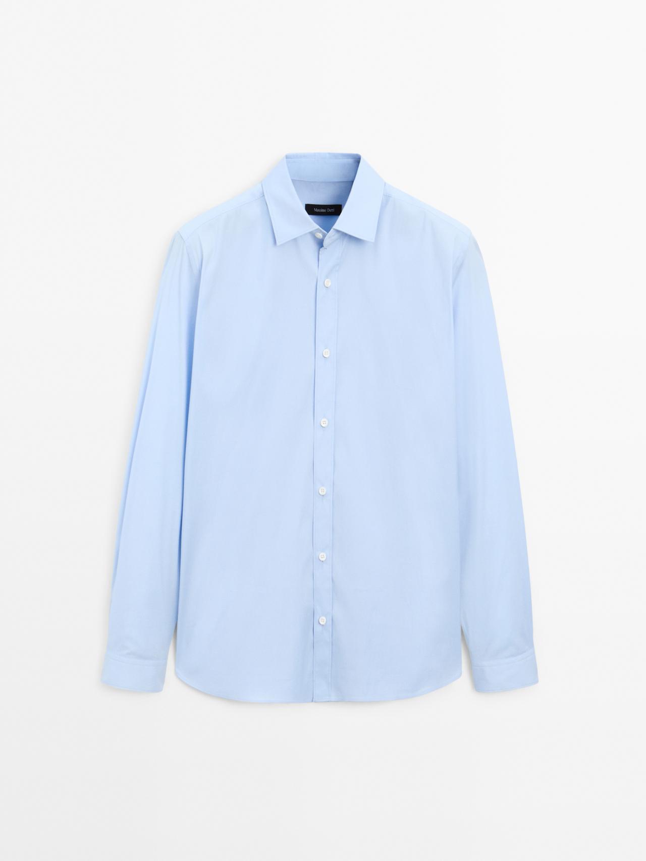 Massimo Dutti - Herre - Slim Fit Skjorte Med Stretch - Himmelblå - Xl