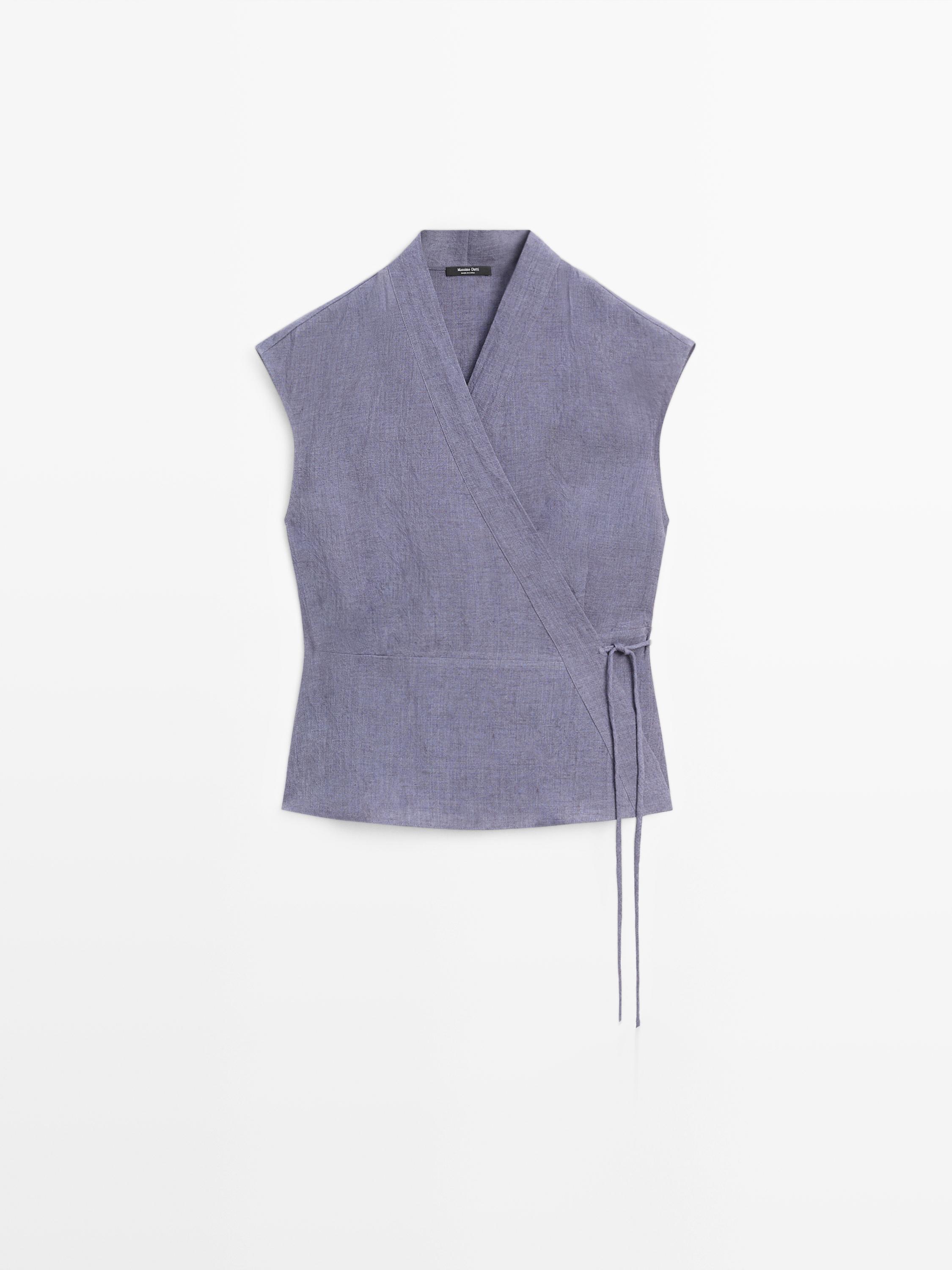 100% linen crossover waistcoat