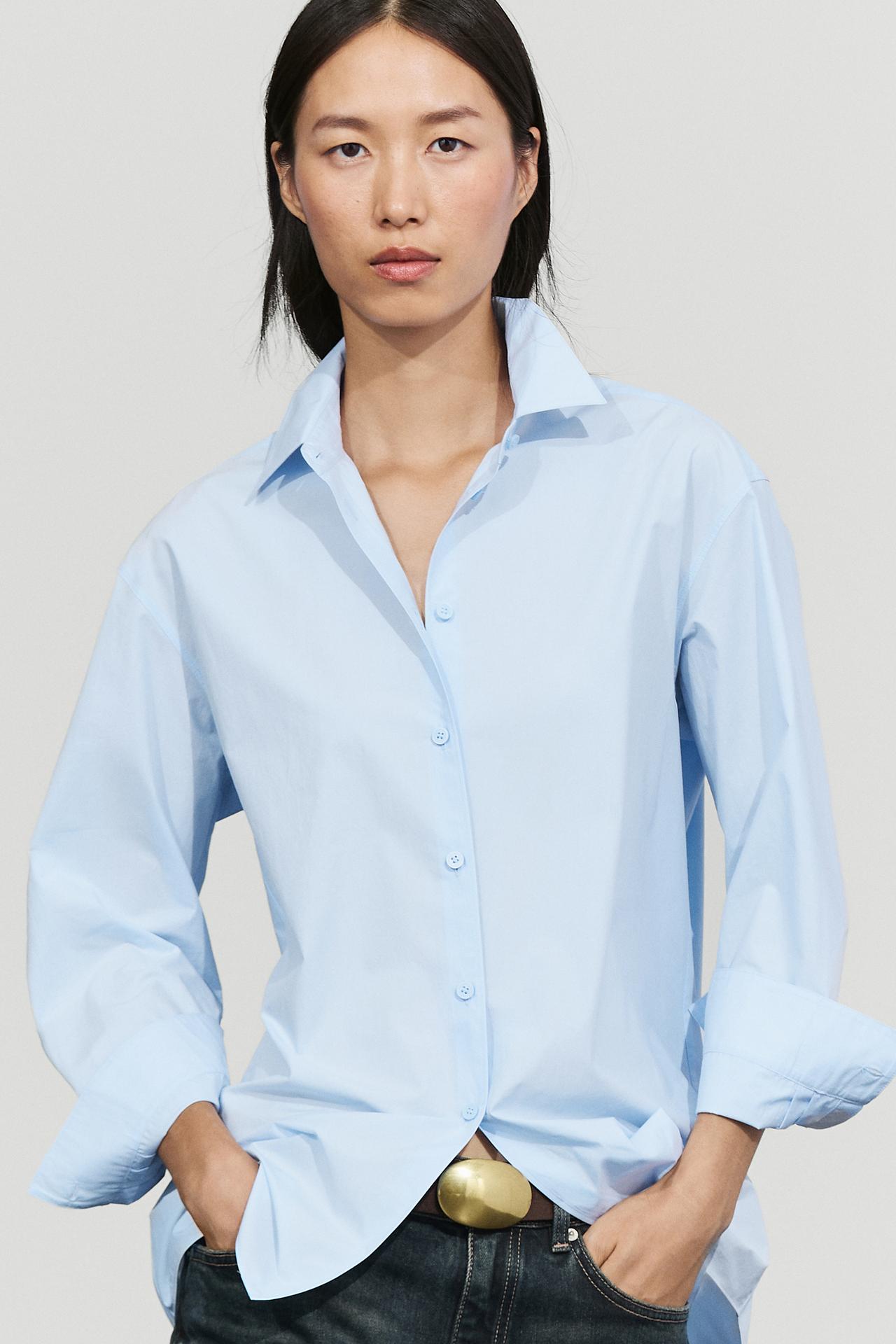 100% cotton poplin shirt — SKY BLUE