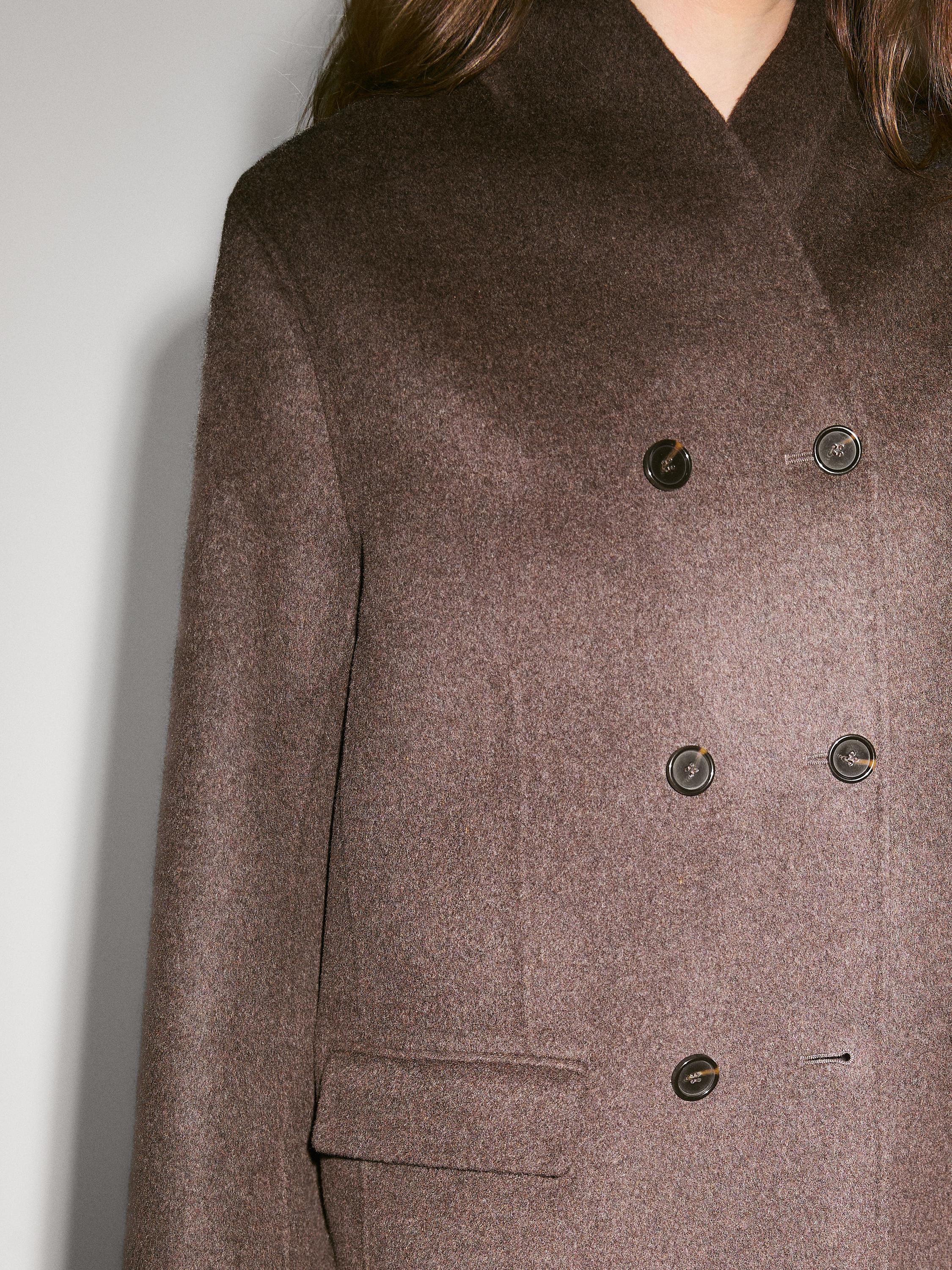 Wool blend coat with tuxedo collar