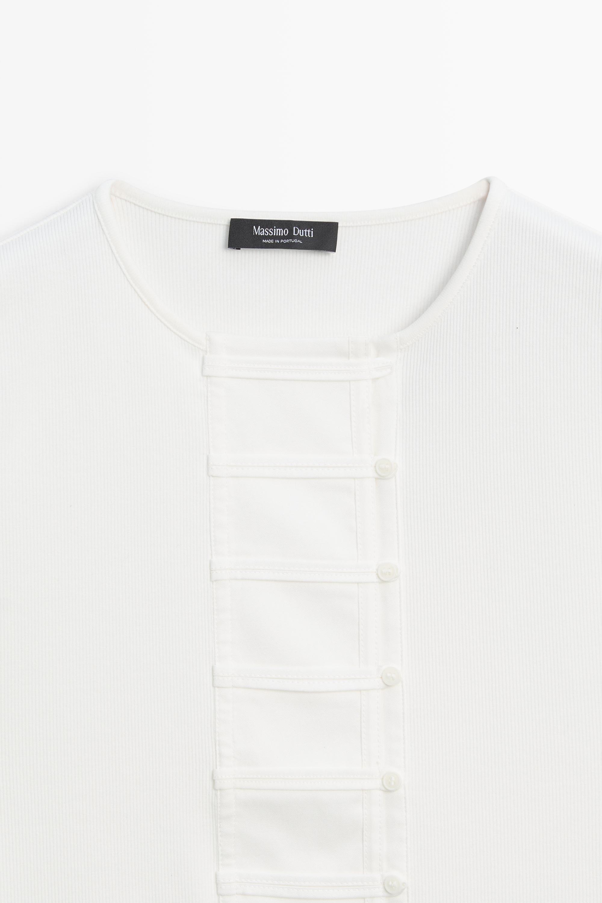 Cotton blend bib detail T-shirt — Off white