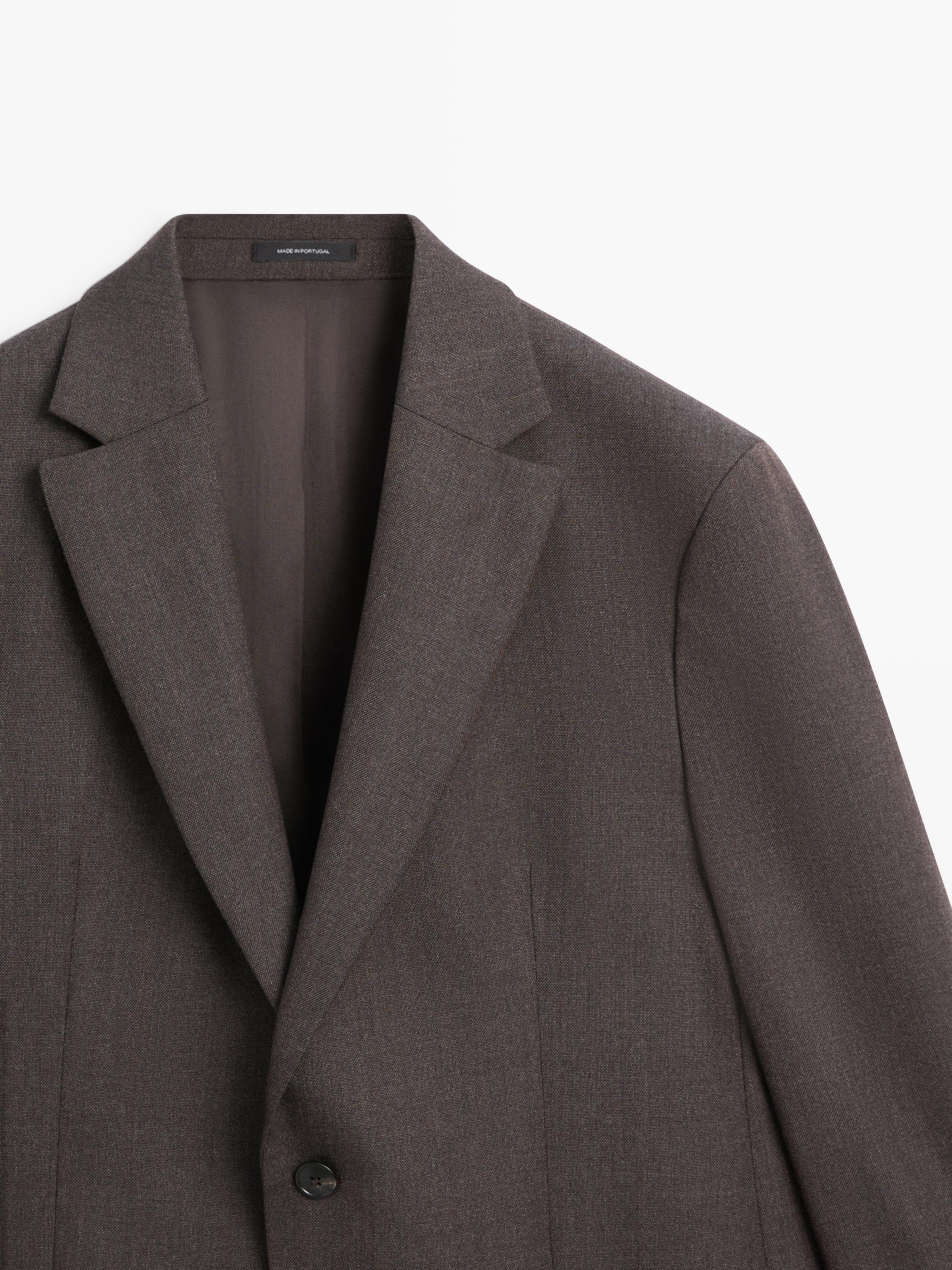 100% wool tailored blazer — BROWN