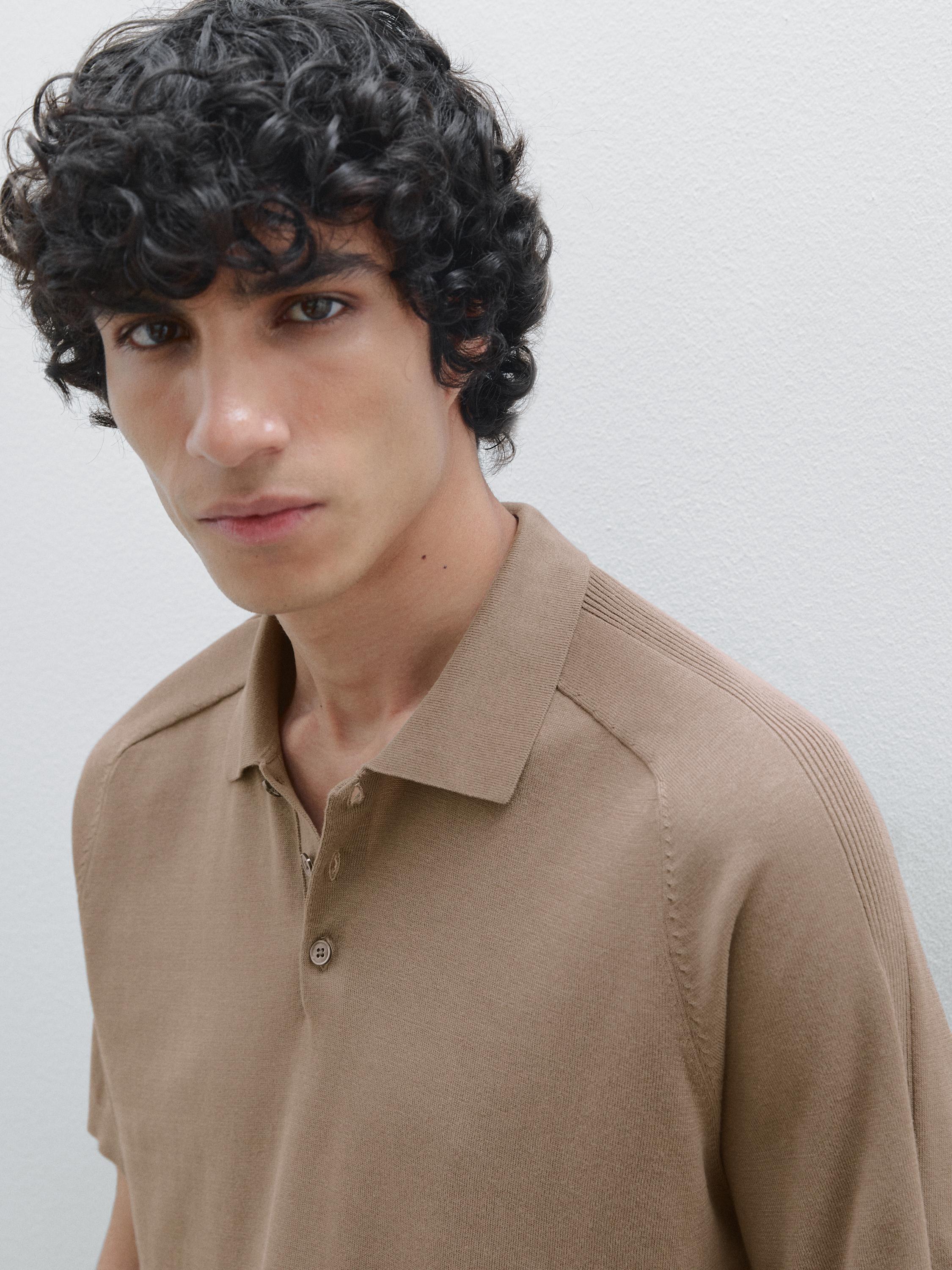 قميص بولو قطن بأكمام قصيرة