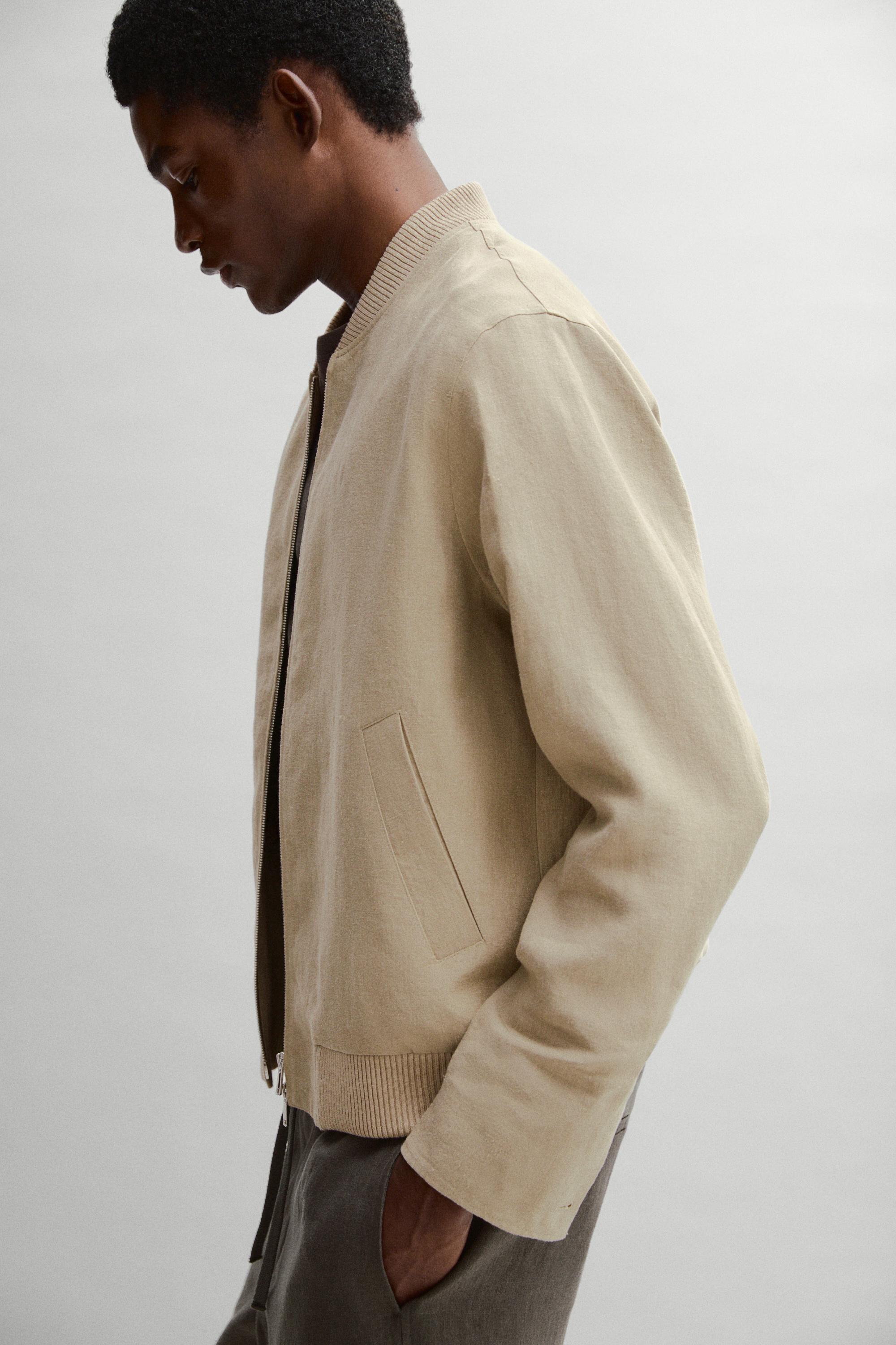 Linen bomber jacket — BEIGE