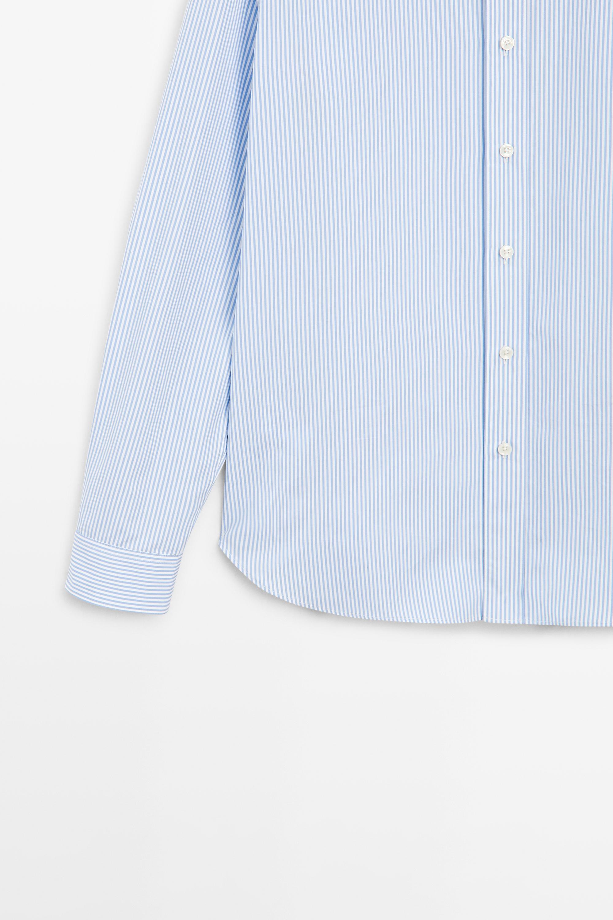 100% cotton regular fit striped shirt — SKY BLUE