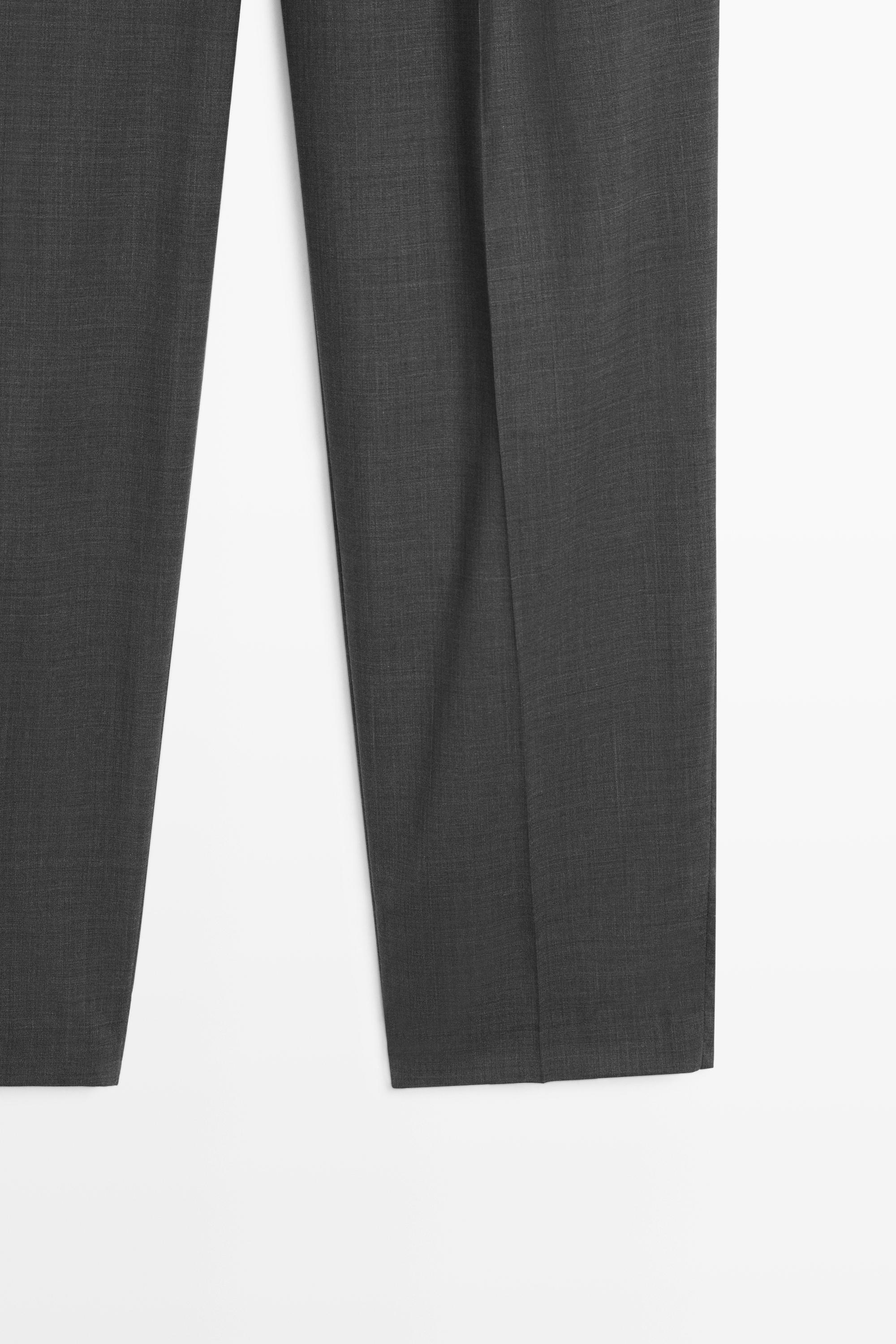 100% cool wool pleated pants — DARK GREY