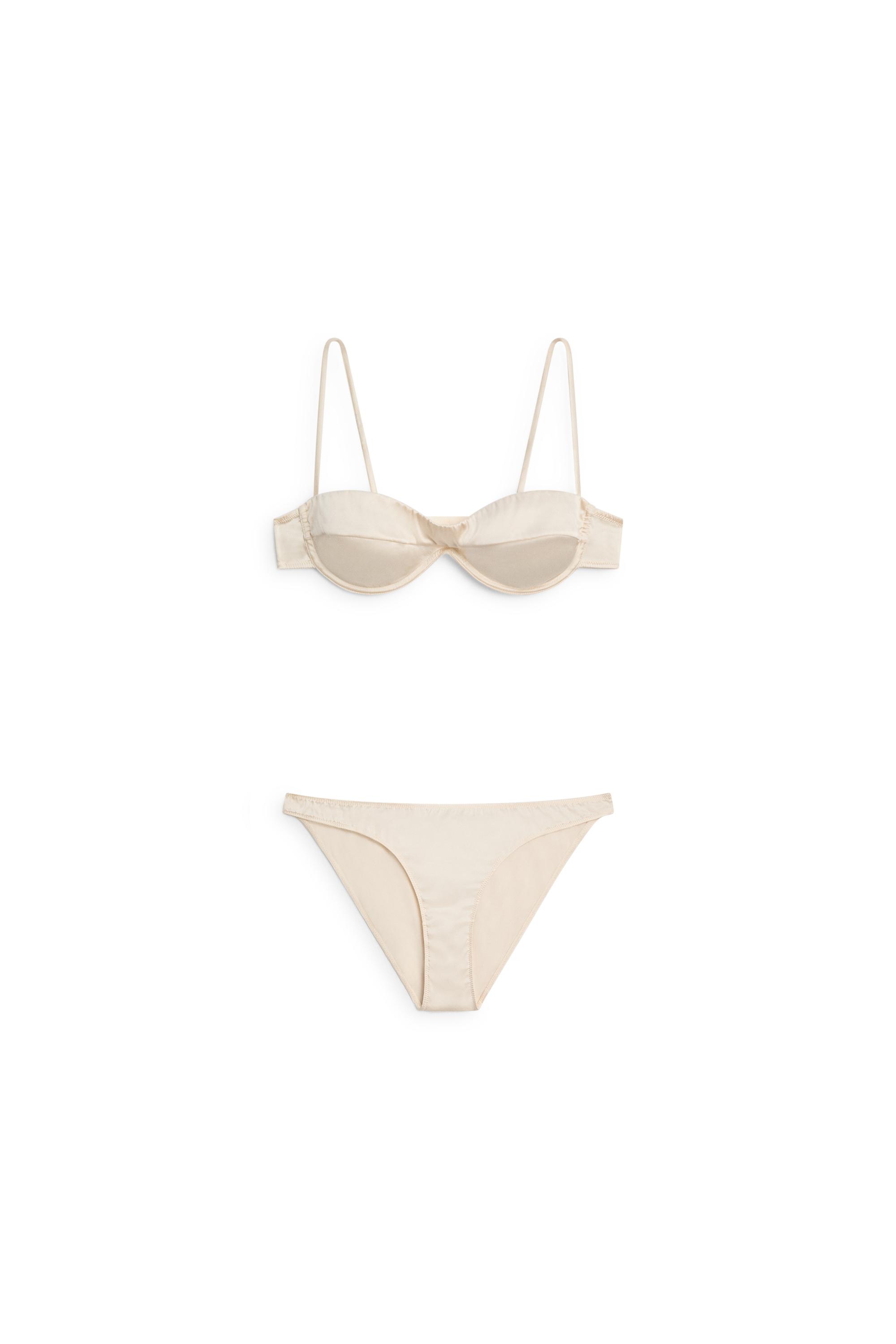 Bandeau top with underwire and seam detail — CREAM