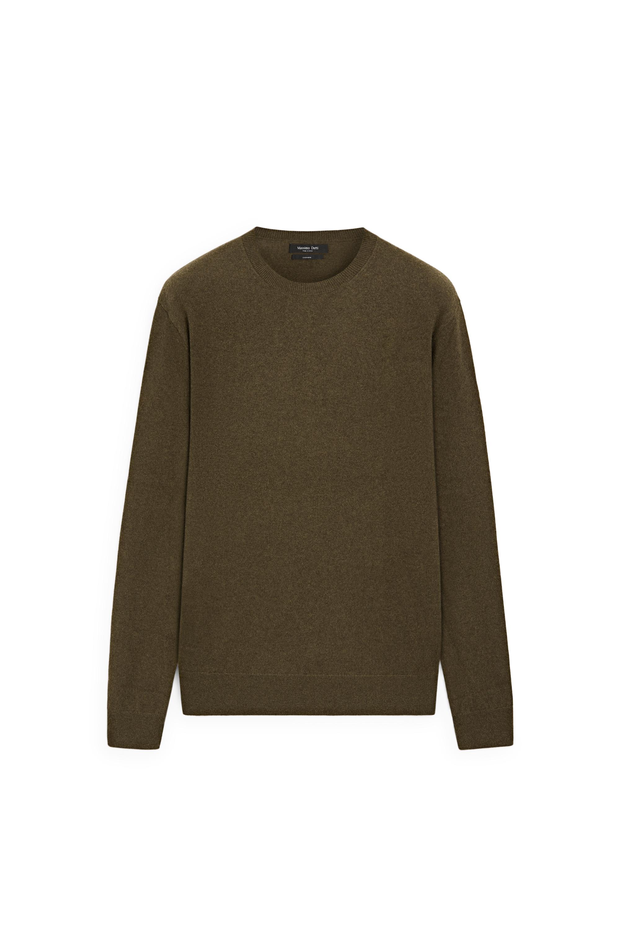 100% cashmere ribbed knit sweater — KHAKI