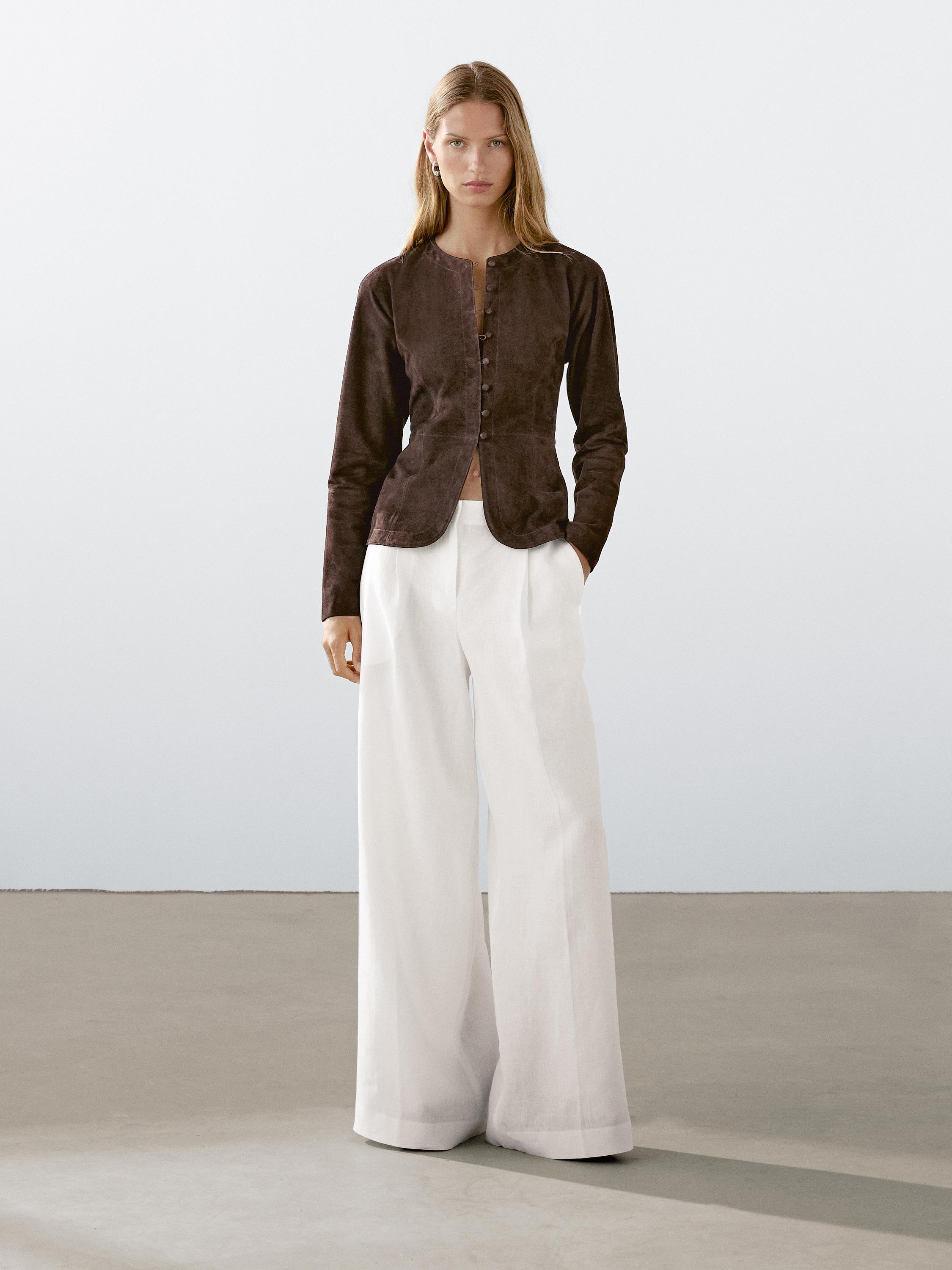 Short suede leather shirt