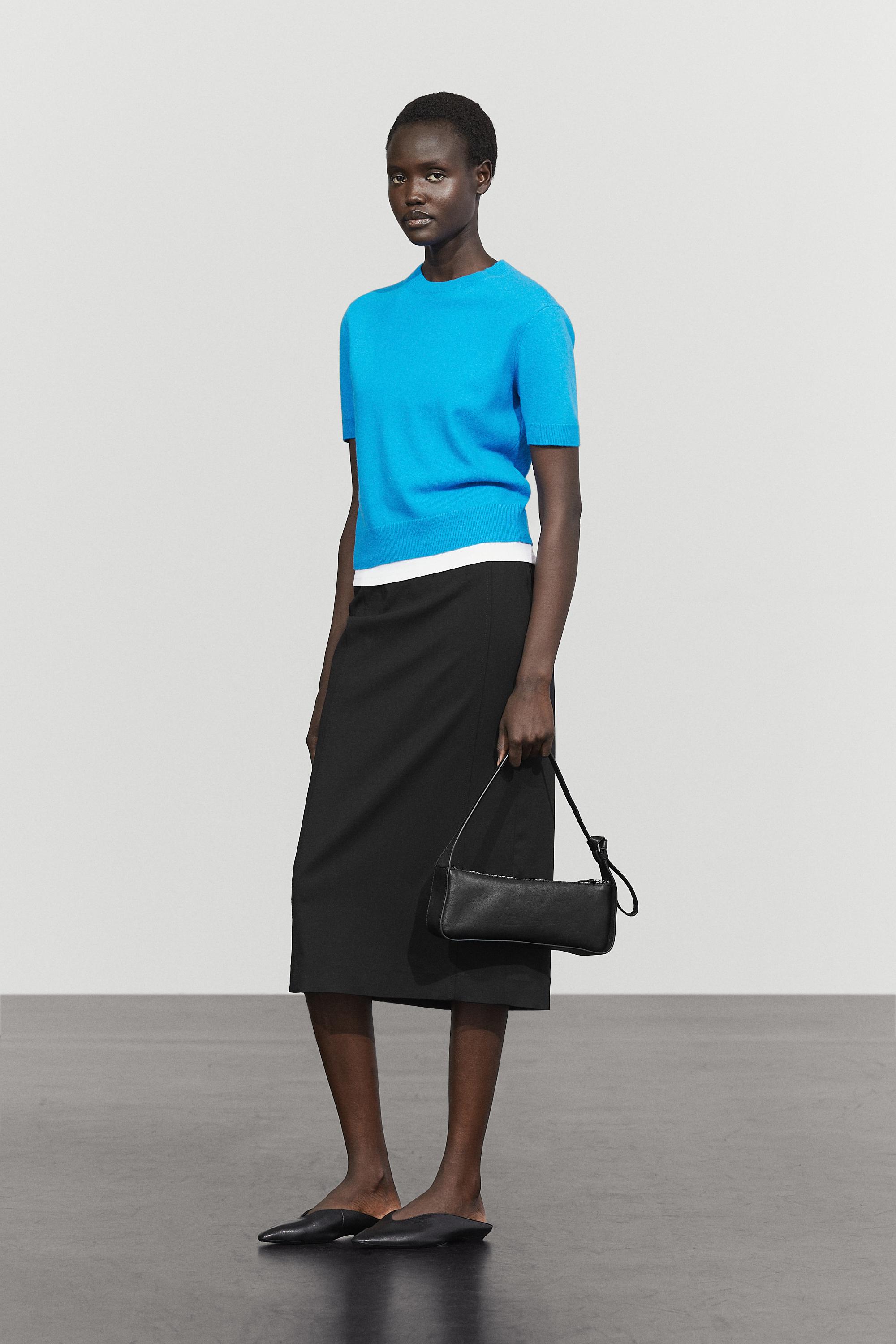 Straight midi skirt — BLACK
