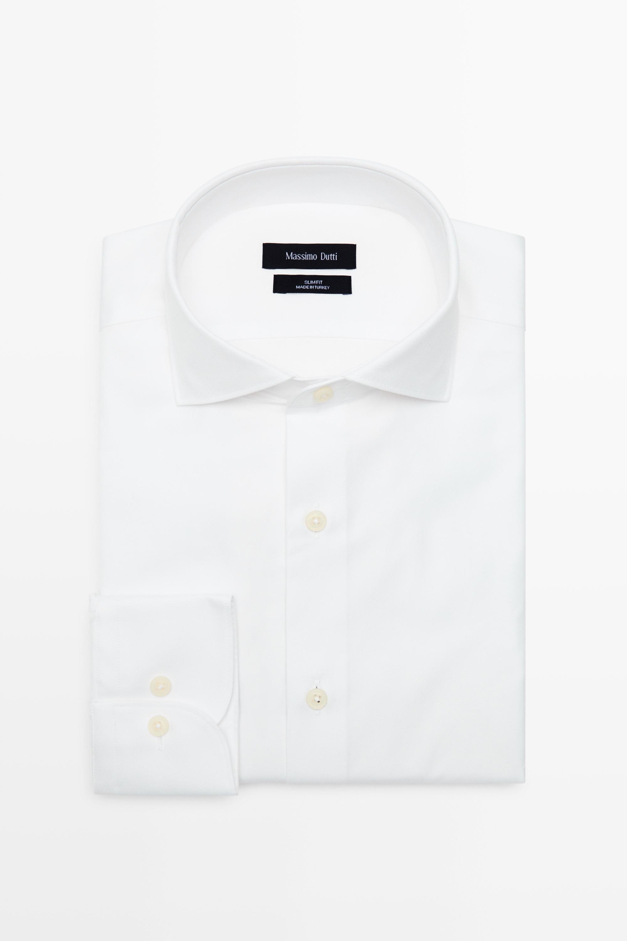 Slim fit 100% cotton shirt — WHITE