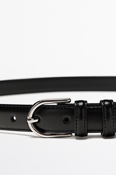 Nappa leather double-loop dress belt — BLACK 2