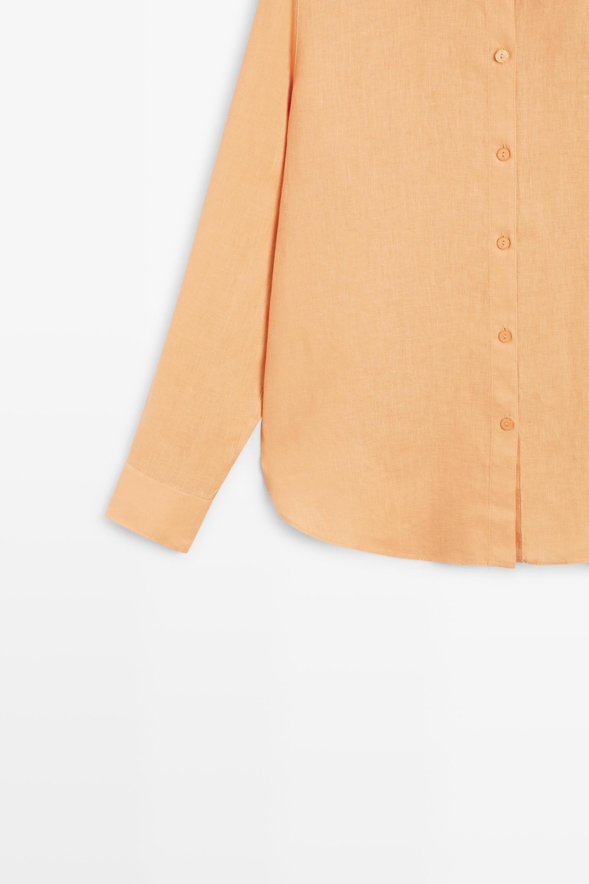 Flowing 100% linen shirt — TANGERINE