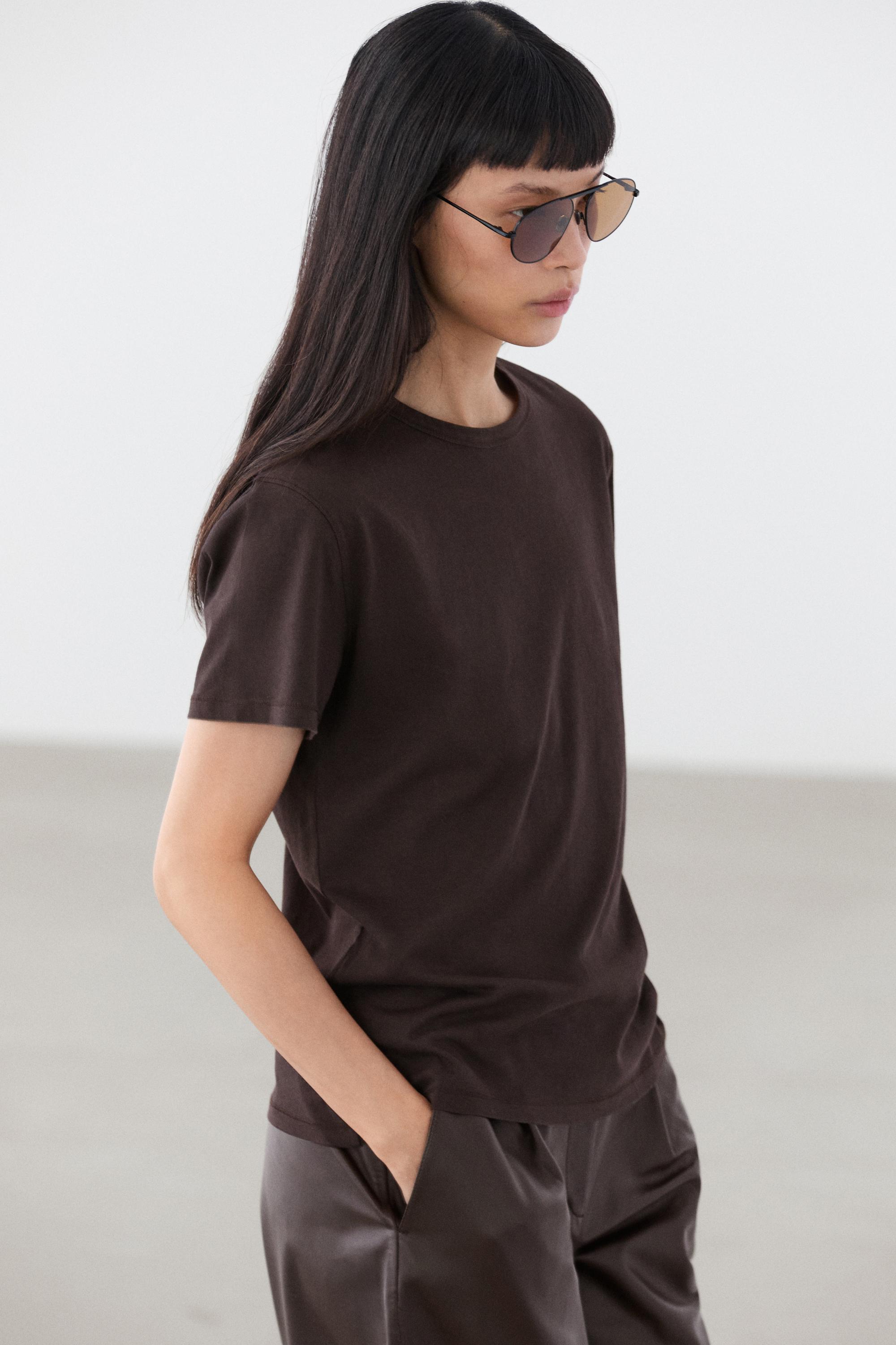 100% cotton short-sleeve T-shirt — BROWN