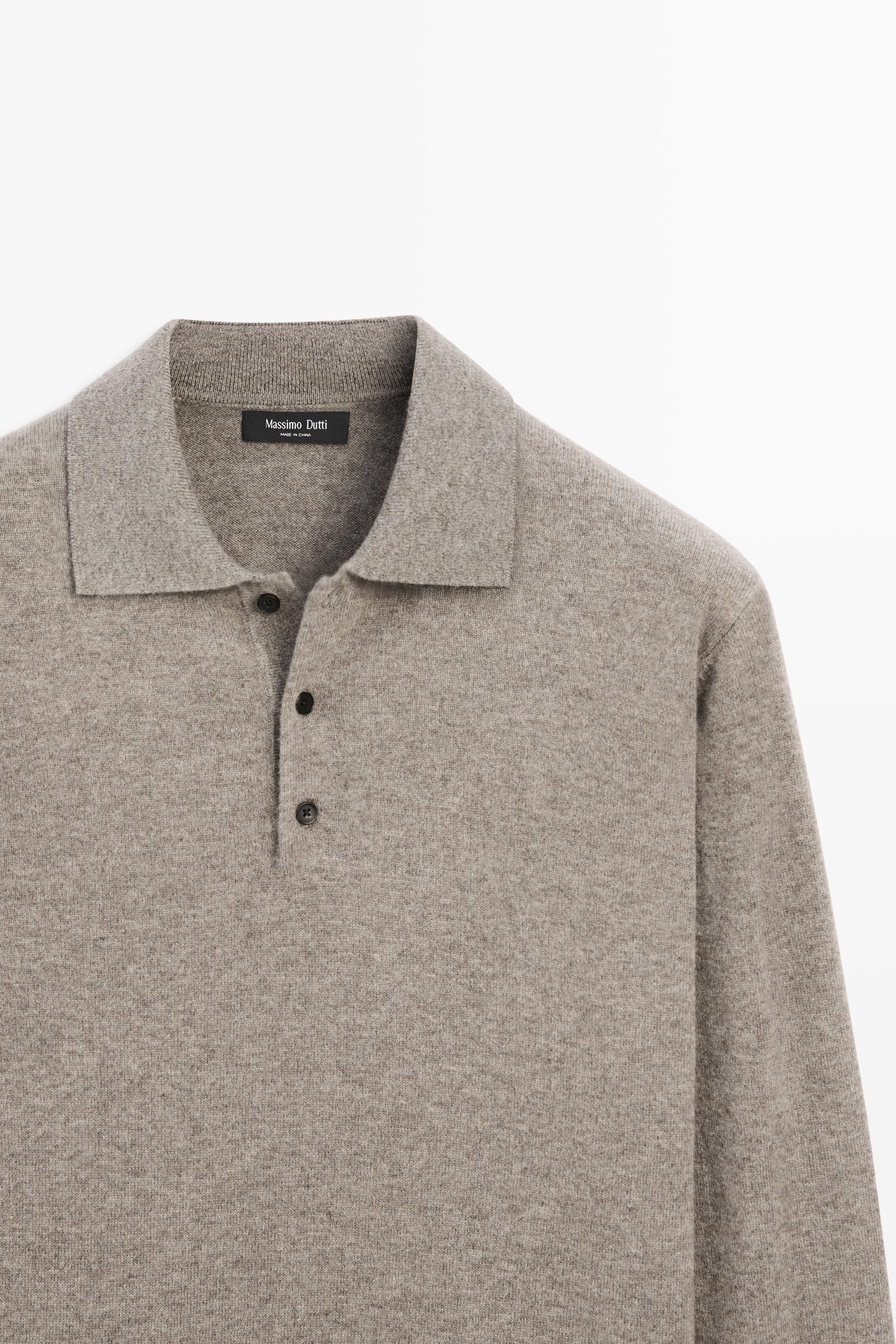 Wool cashmere blend polo sweater