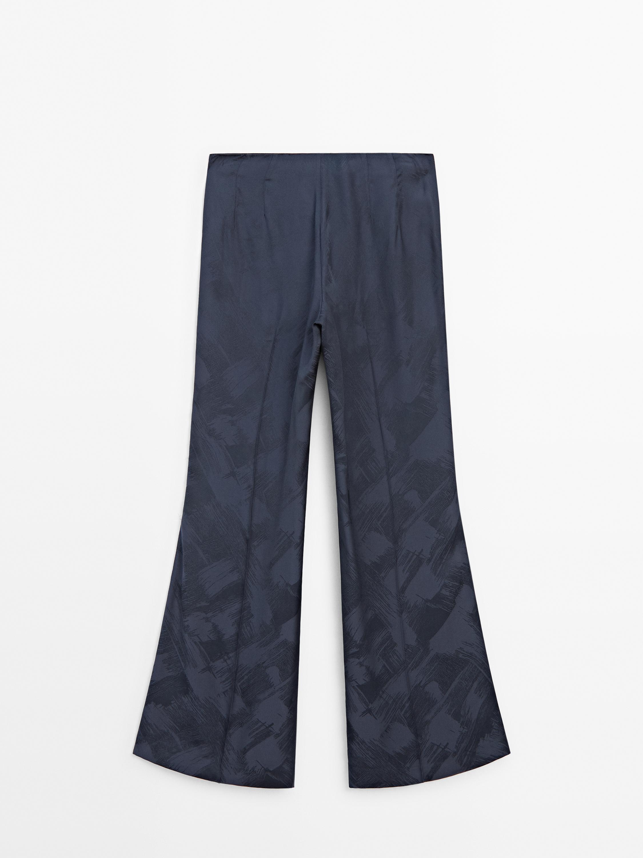 Flowing satin jacquard trousers