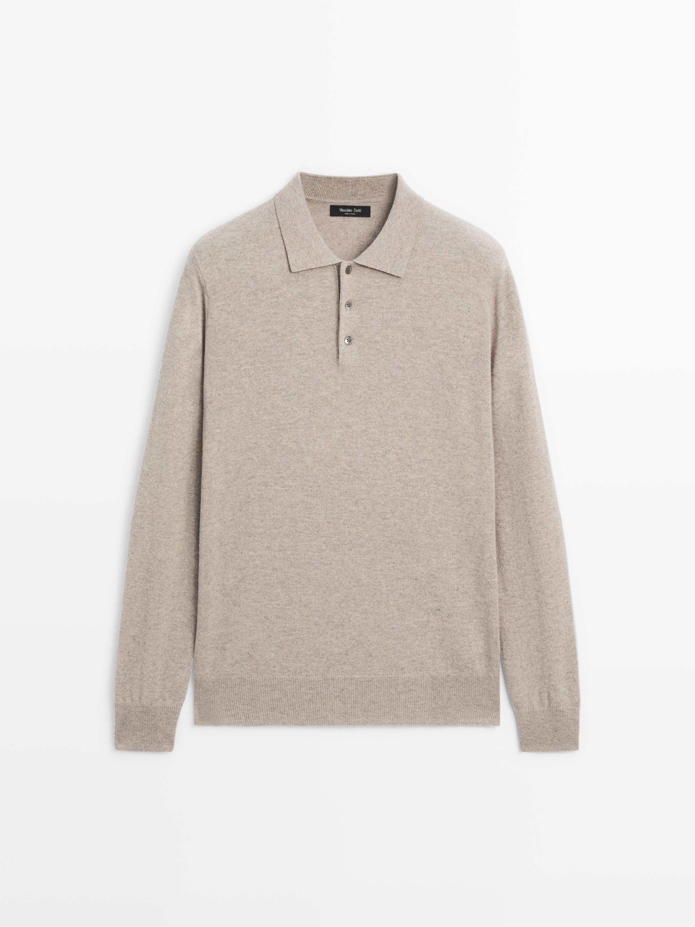Wool blend knit polo jumper