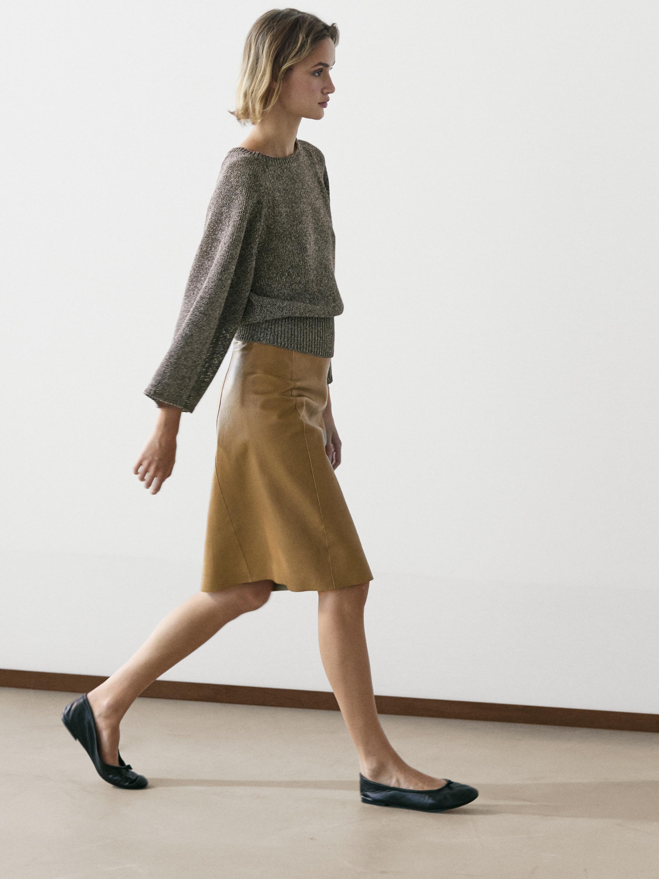 Cotton blend heathered knit sweater — MEDIUM GREY
