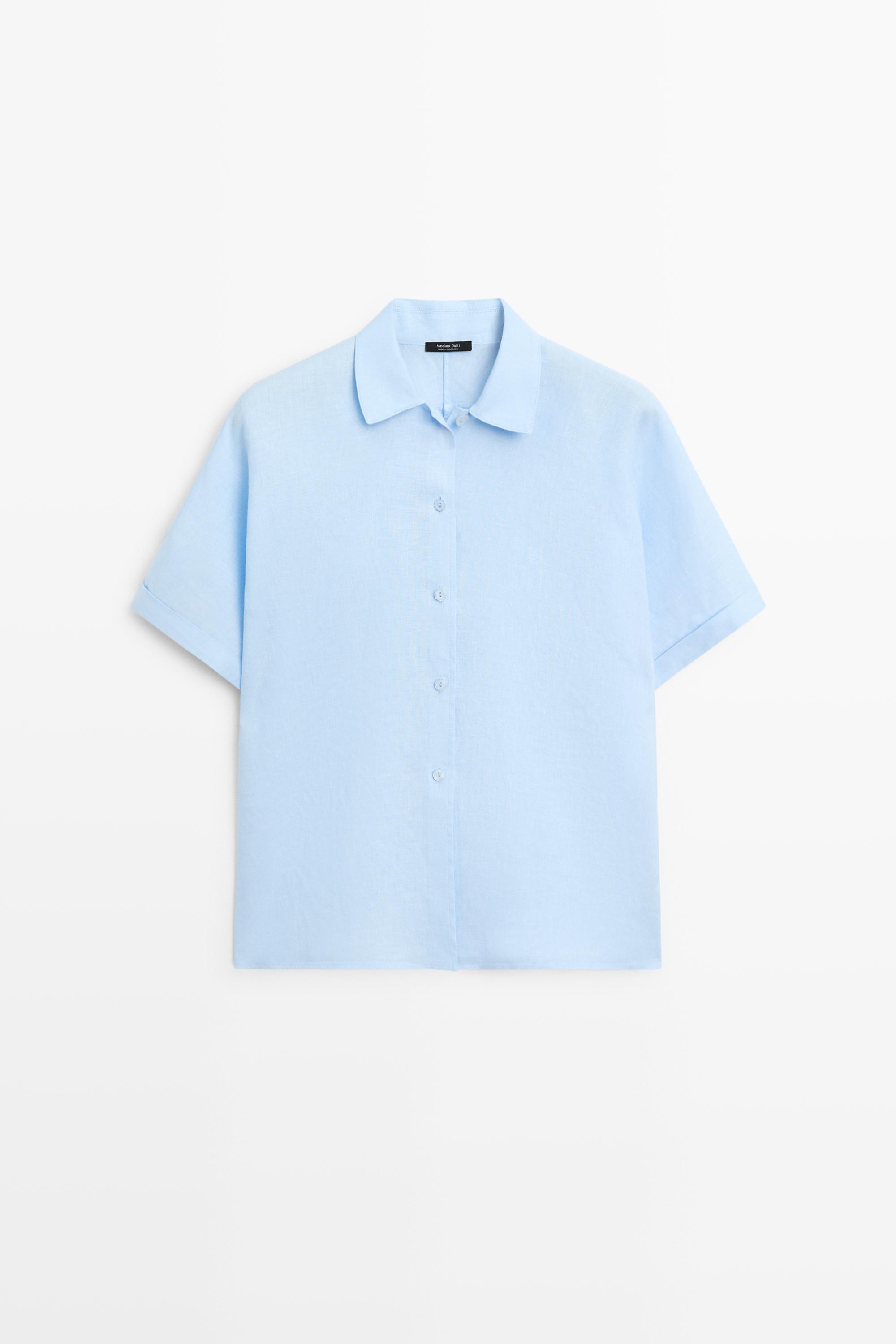 Camicia a maniche corte 100% lino