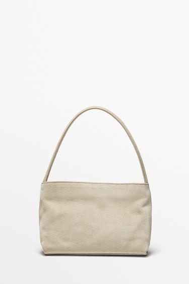 Split suede leather shoulder bag — Ecru 2