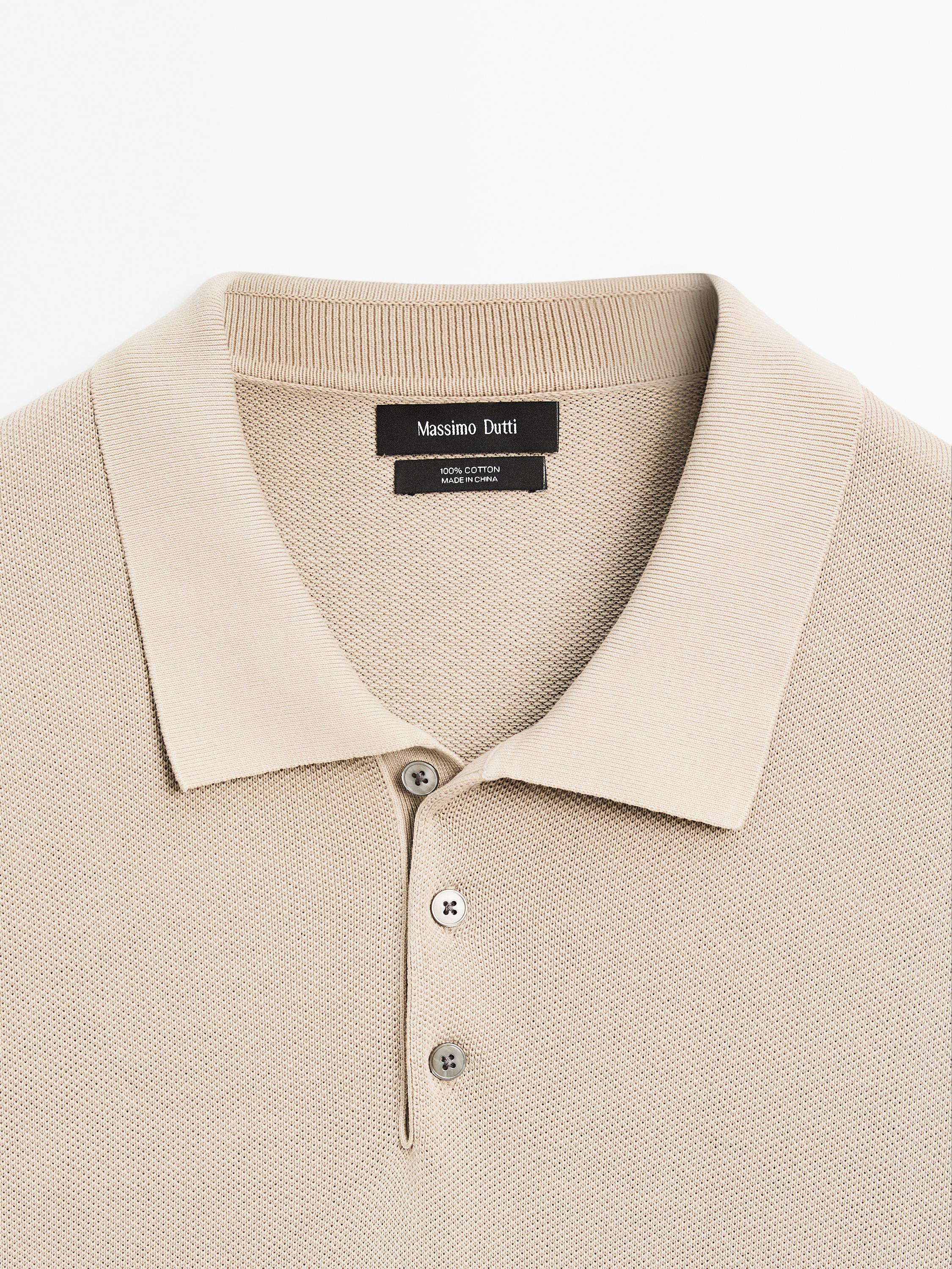 100% cotton textured knit polo shirt