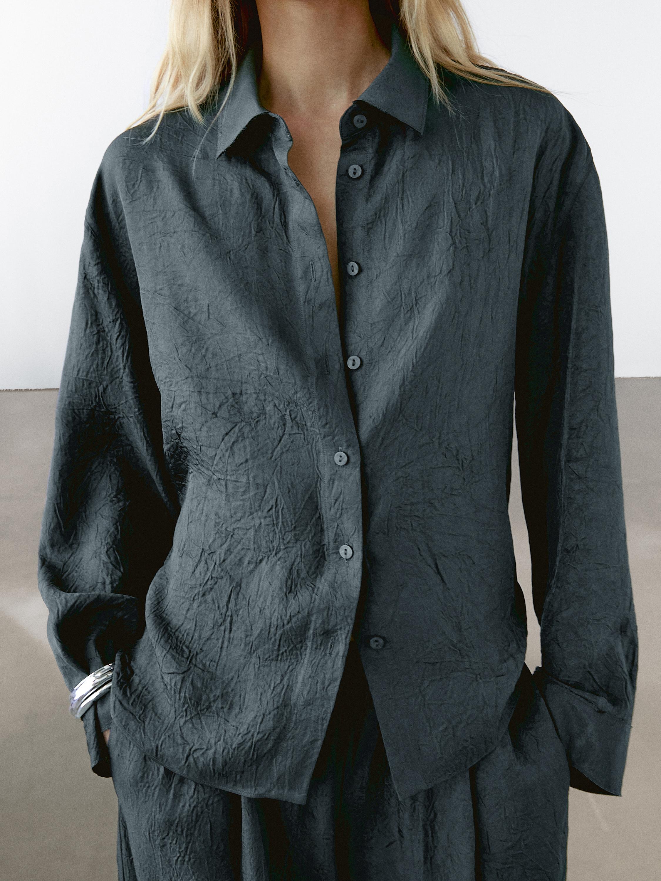 Satin shirt with textured detail