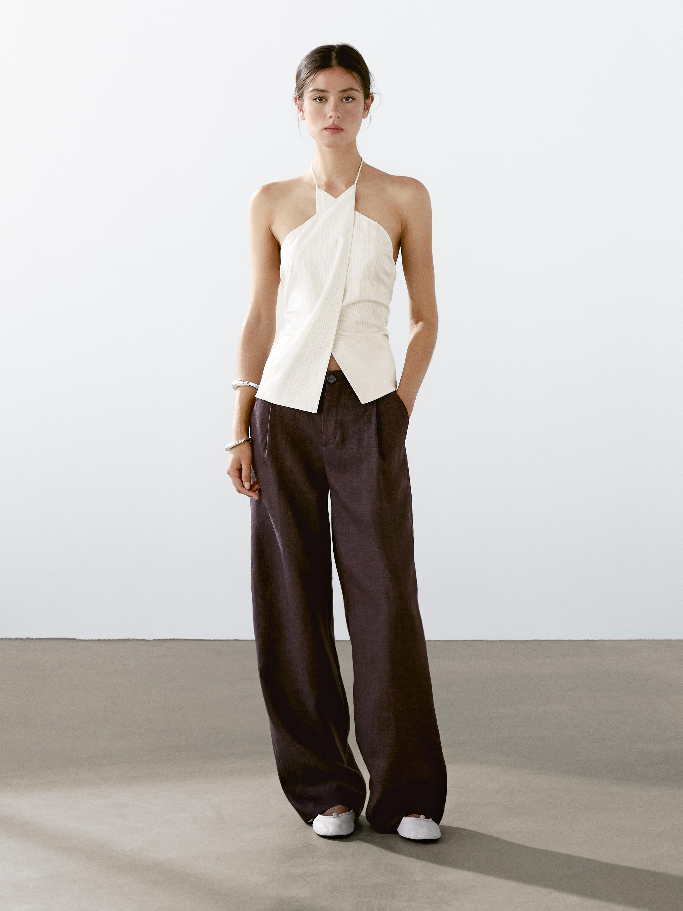 Relax-fit bukse i 100 % lin