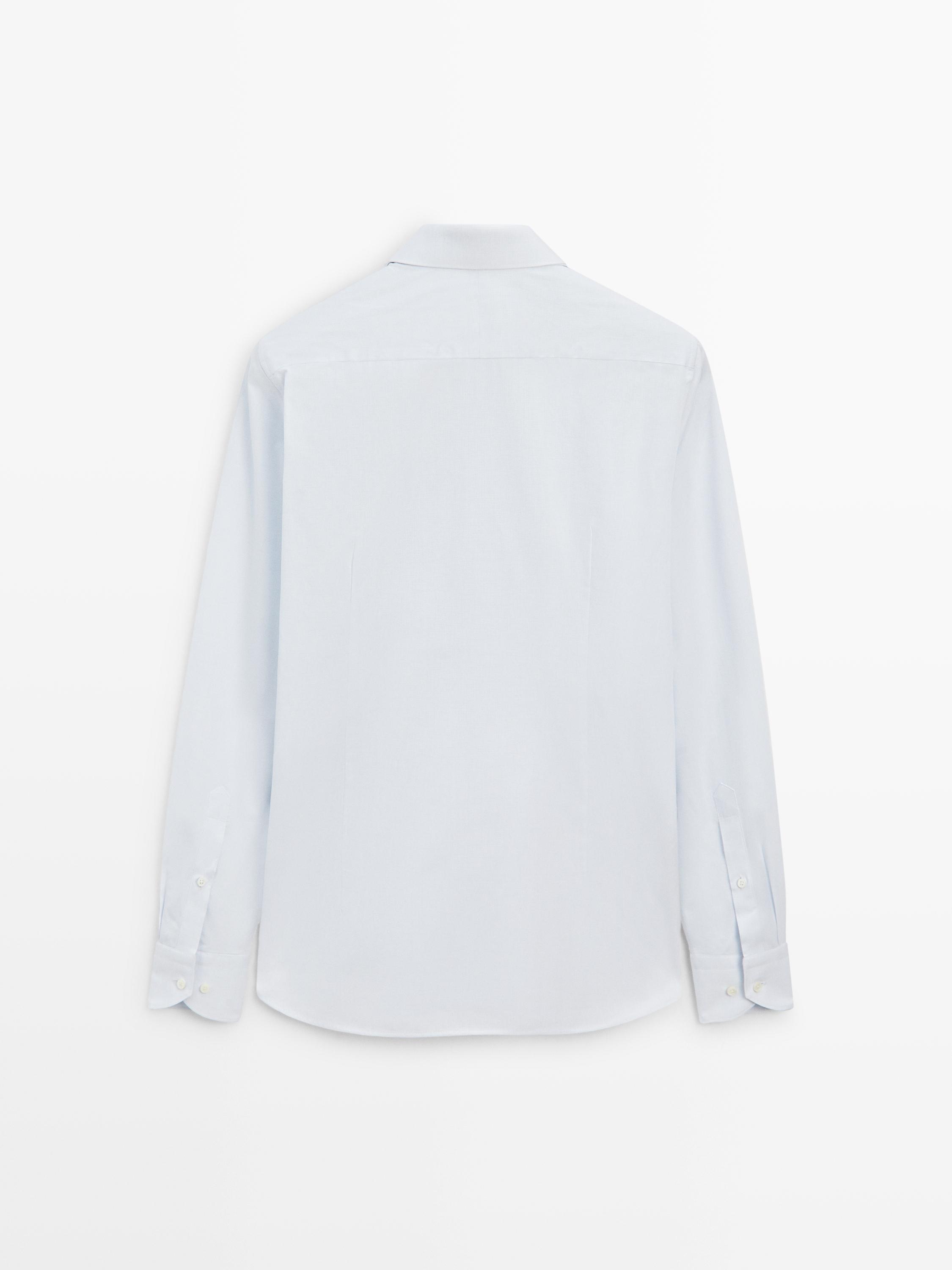 100% cotton textured shirt — Sky blue