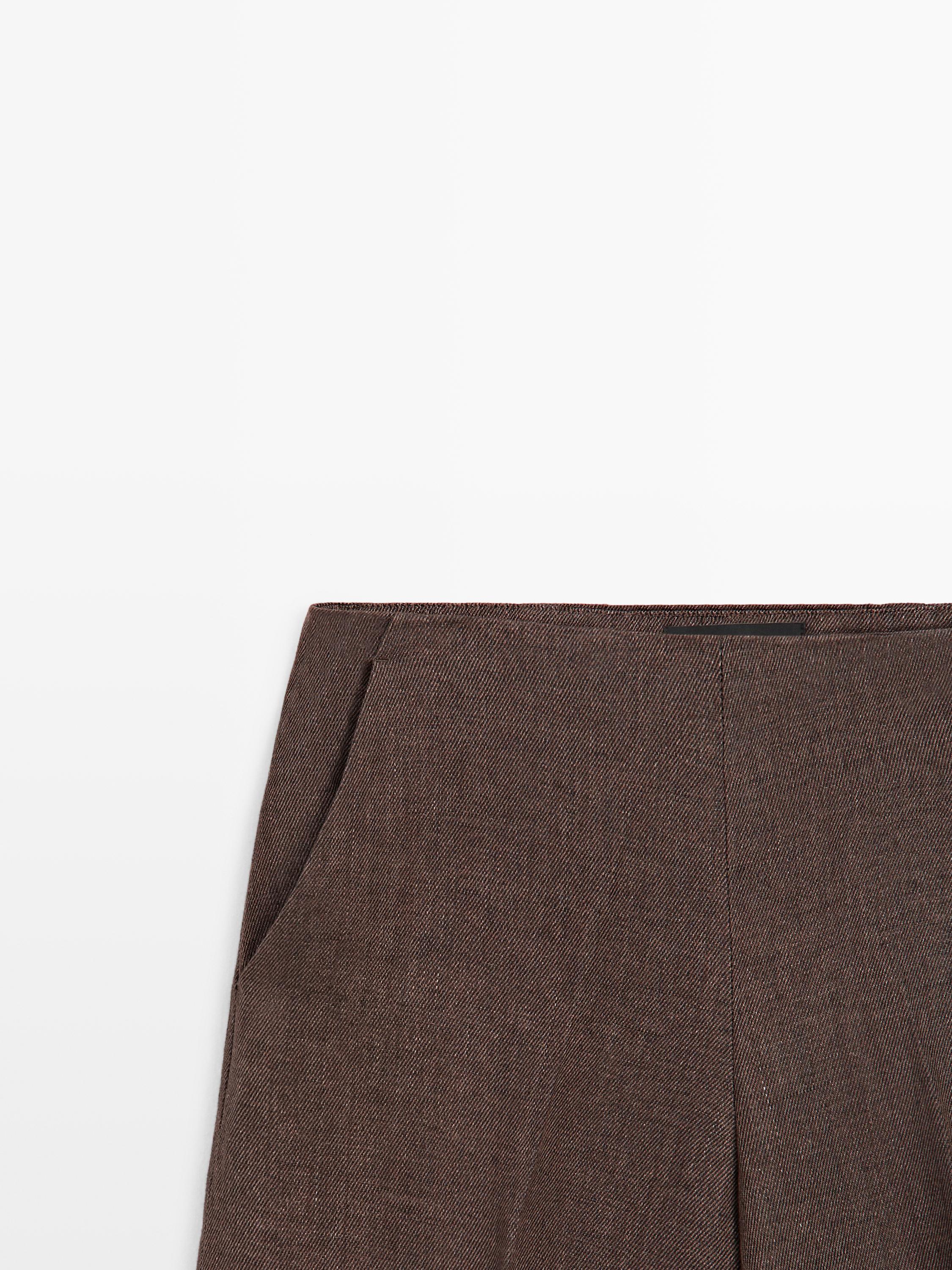 Flowing linen suit trousers — BROWN