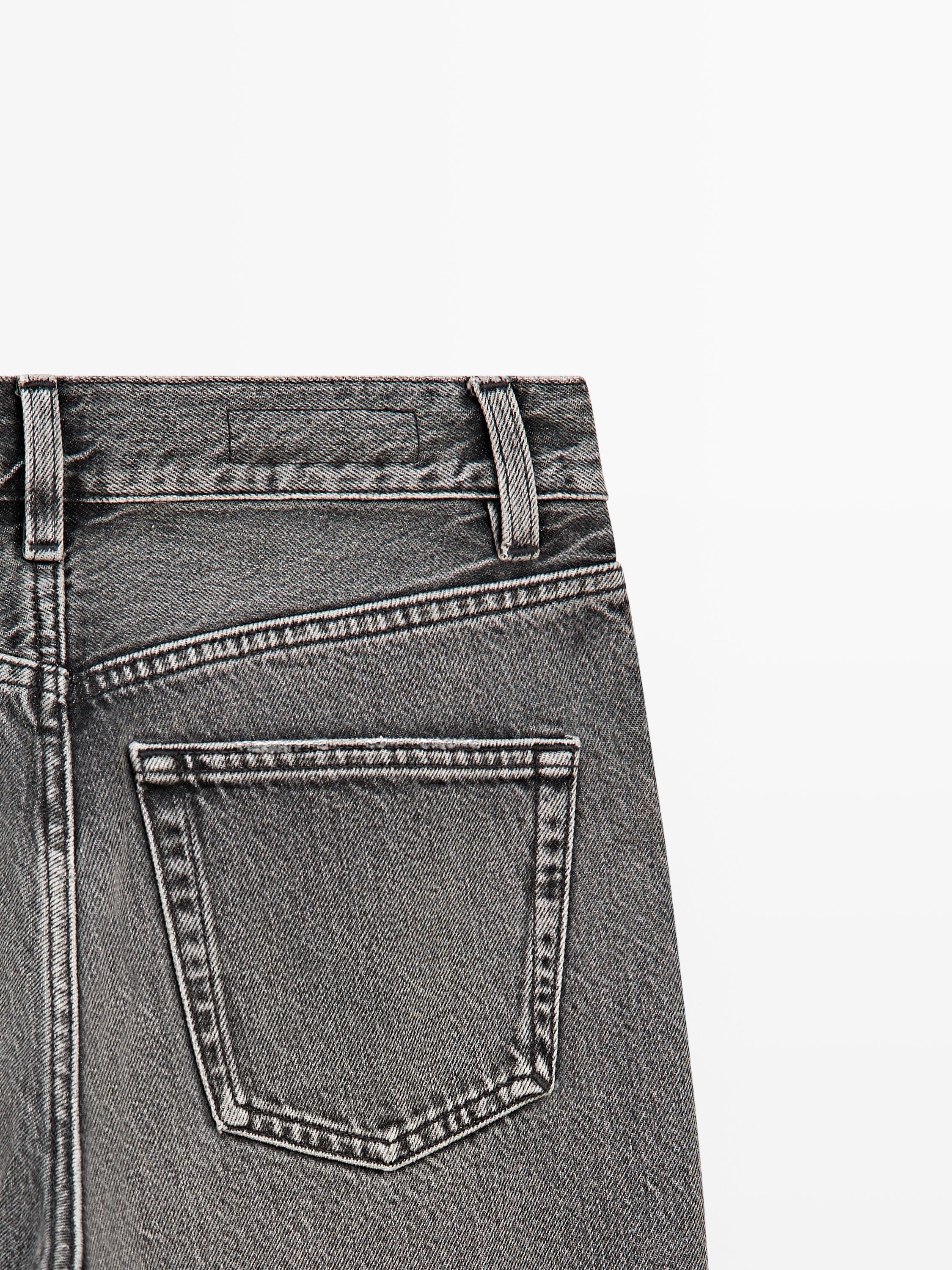 Straight-leg high-waist jeans — CHARCOAL