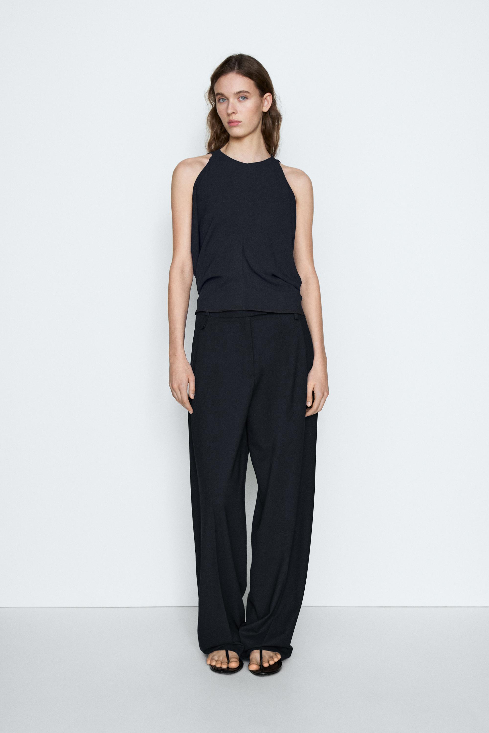 Flowing straight-leg trousers - STUDIO — NAVY BLUE