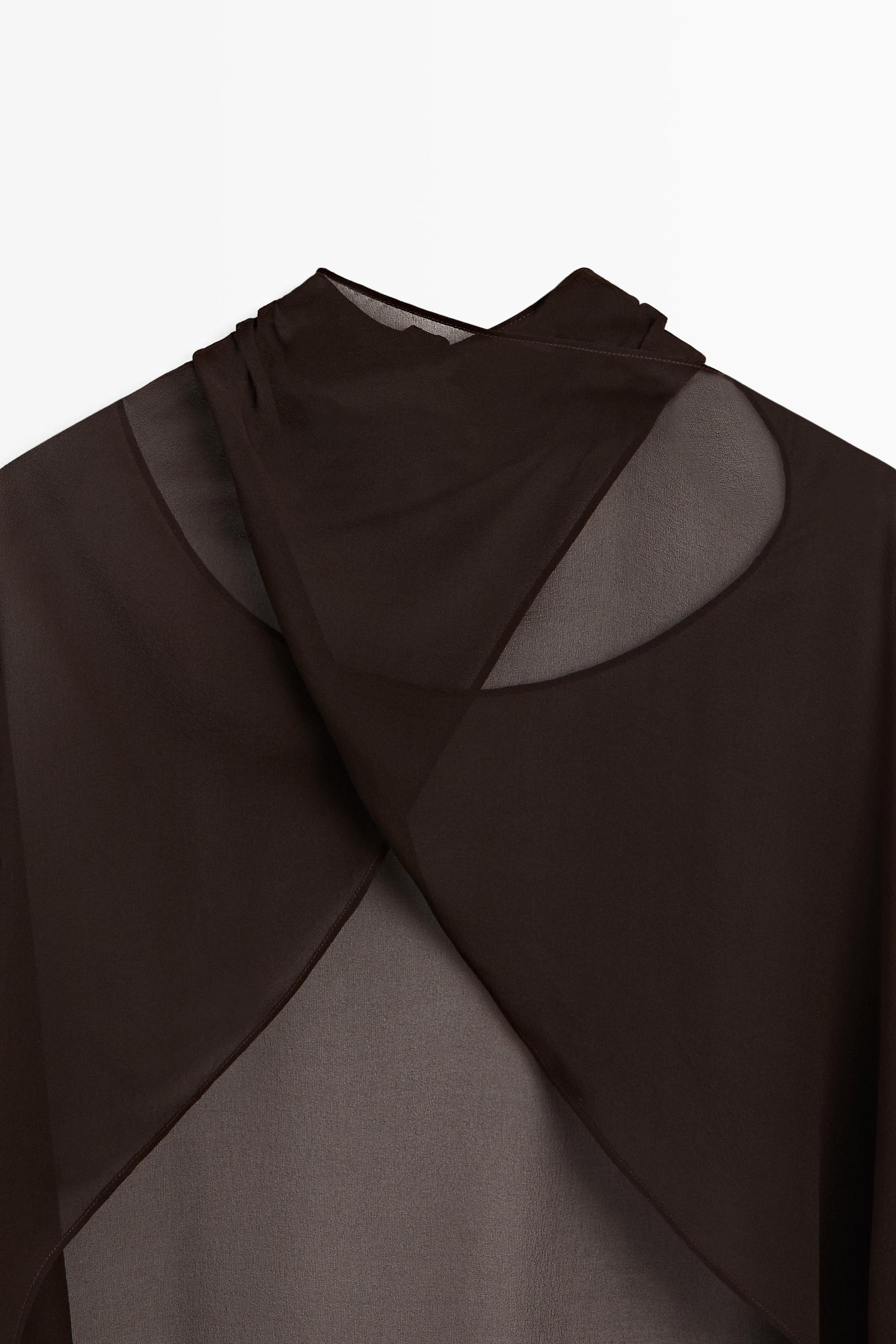 100% mulberry silk crossover cape — BROWN