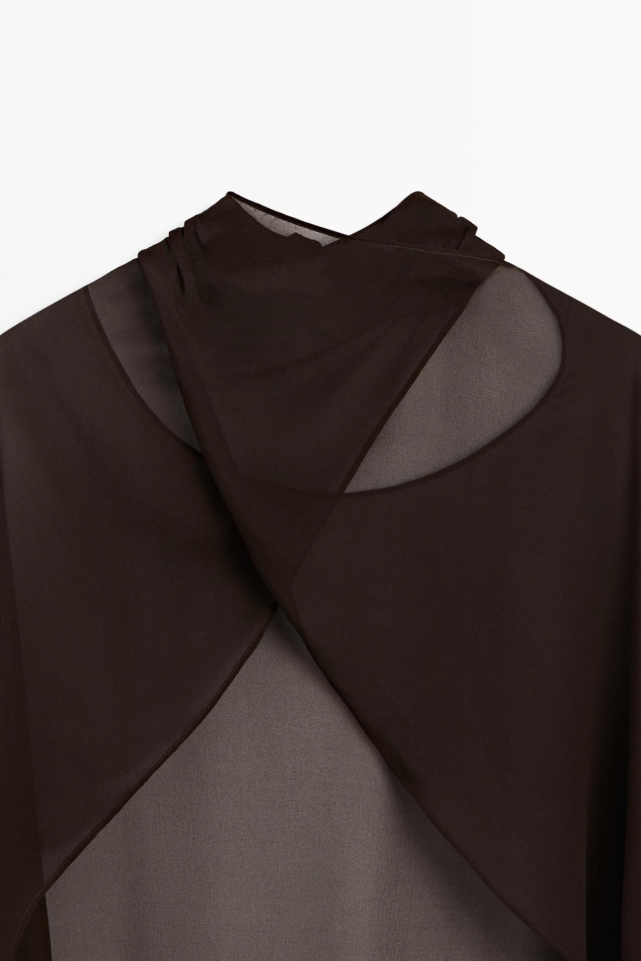 100% mulberry silk crossover cape — BROWN