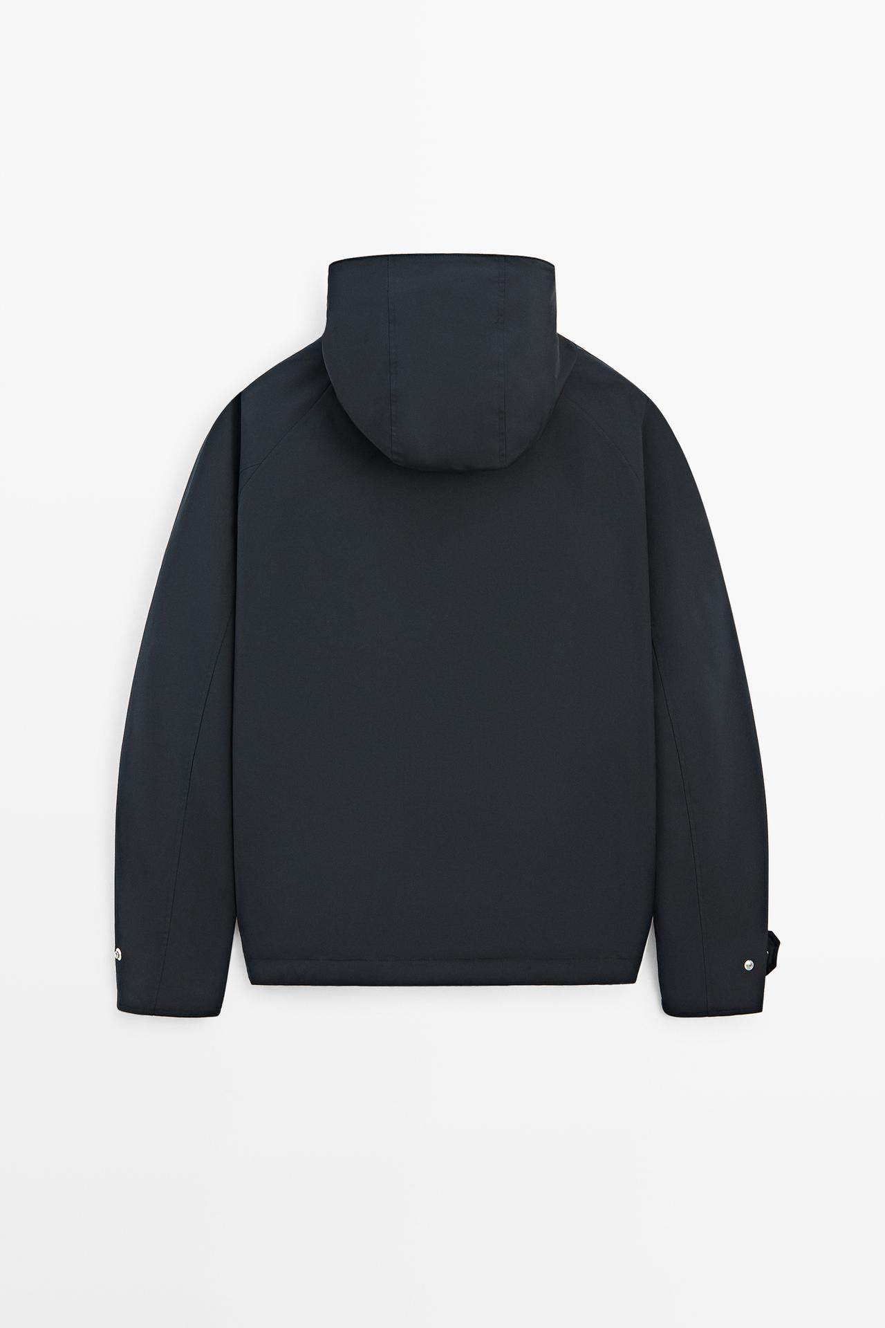 Short quilted parka with pocket details — NAVY BLUE