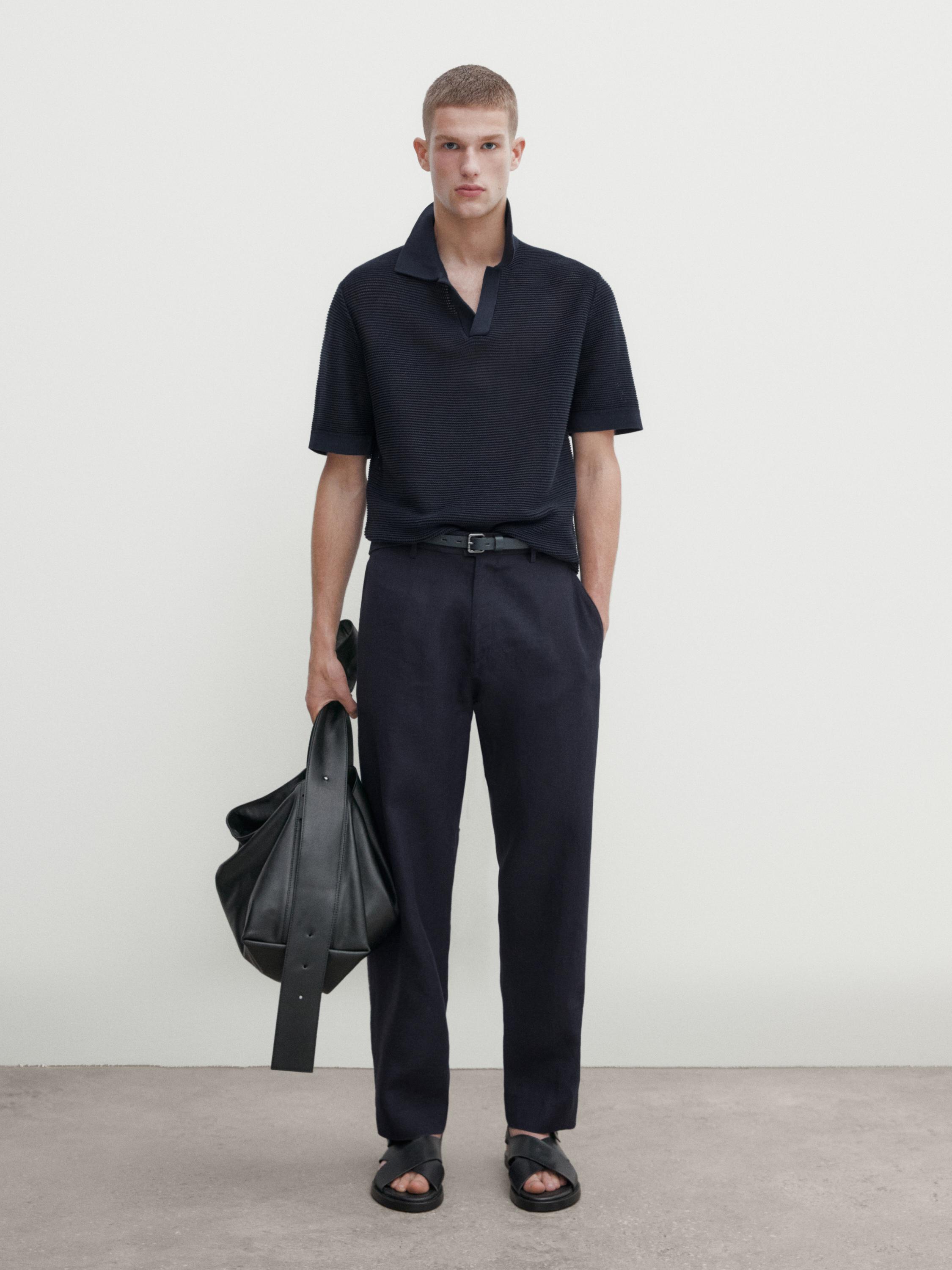 Pullover Polo-Stil Struktur Kurzarm
