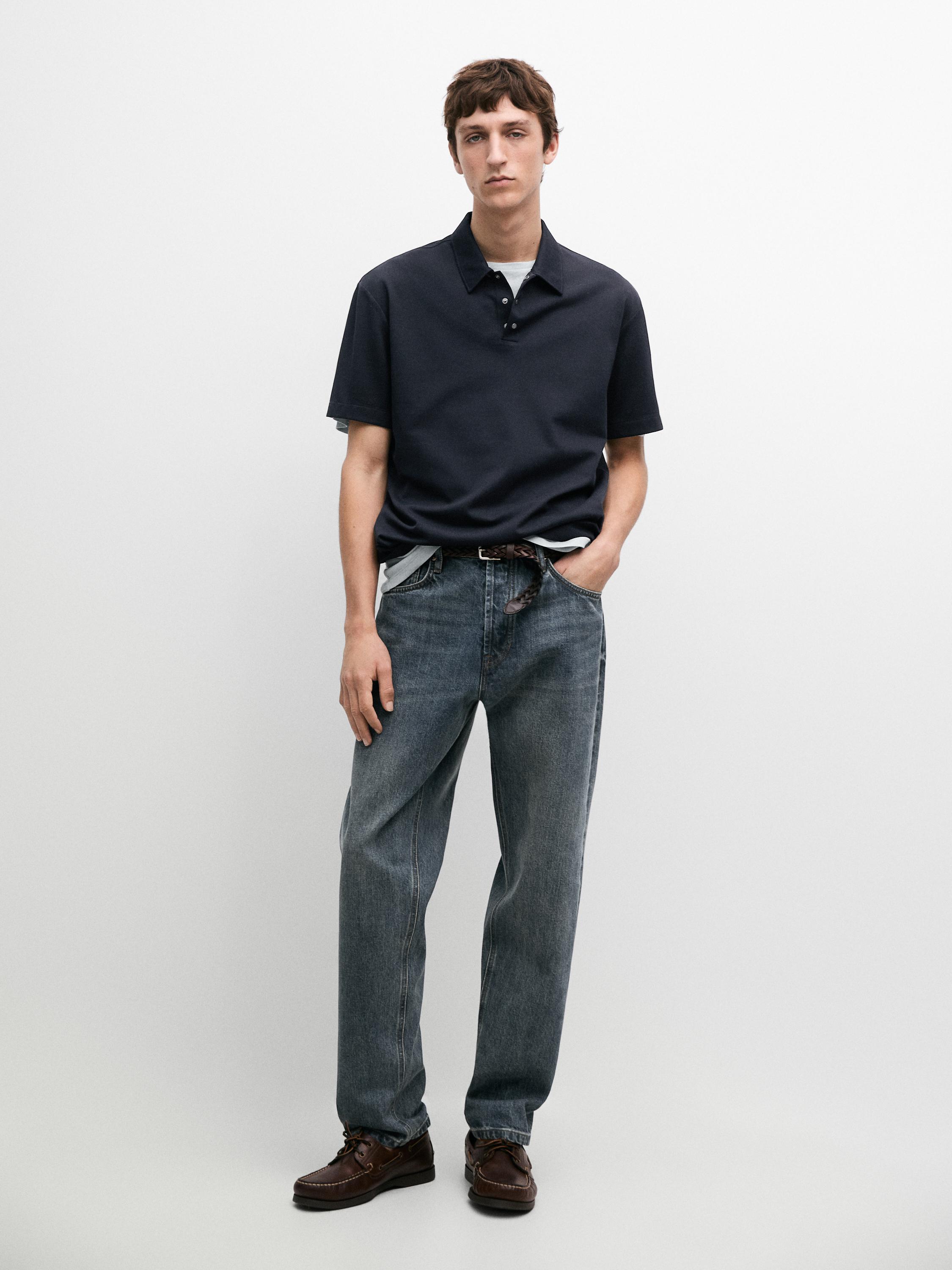 100% cotton short sleeve polo shirt — NAVY BLUE