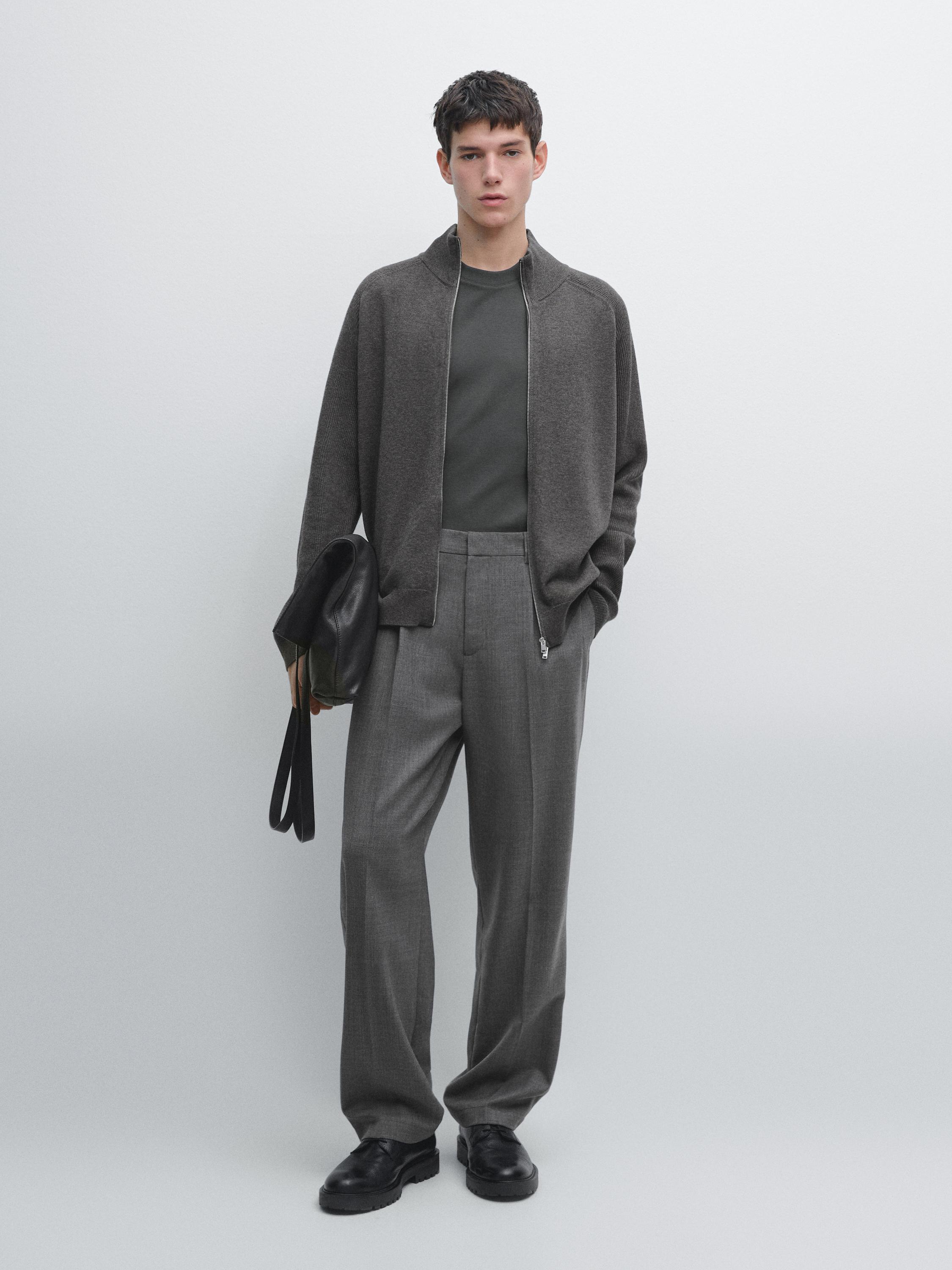 Knit cotton blend cardigan with raglan sleeves