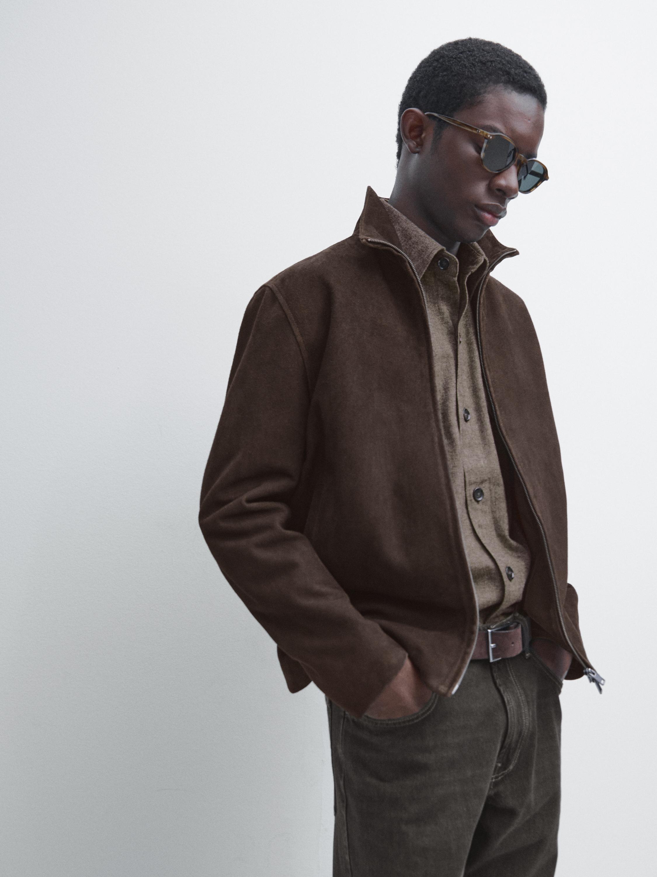 Suede leather jacket — GREY