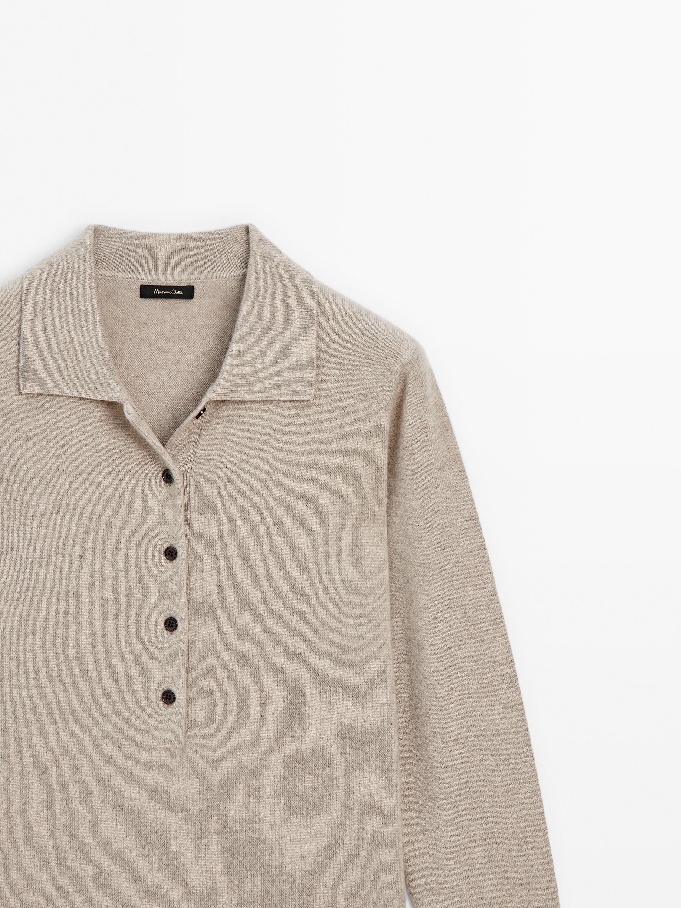 100% cashmere knit polo sweater