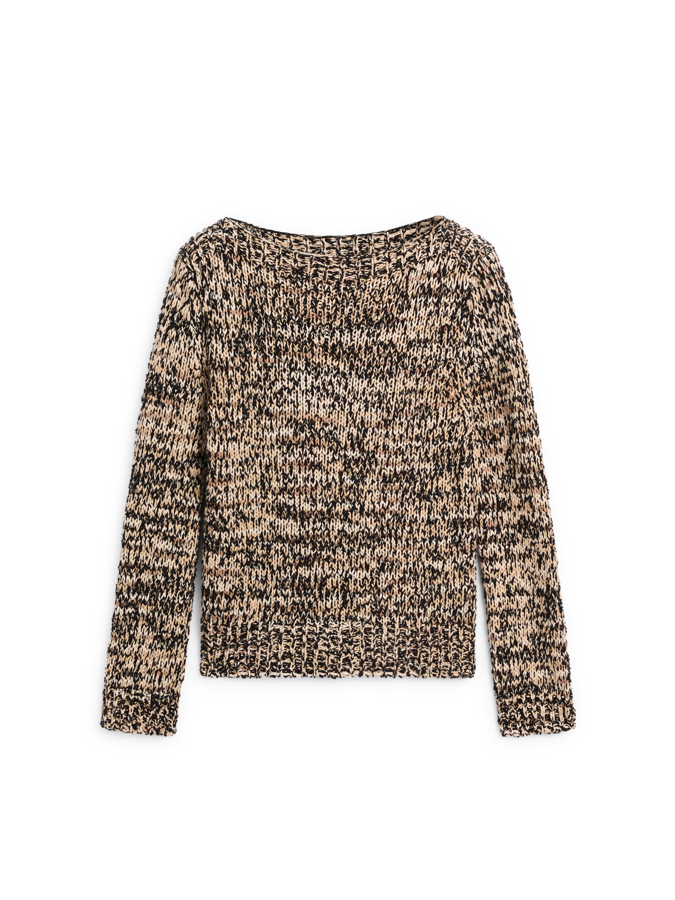 Mouliné cotton blend knit sweater — CAMEL