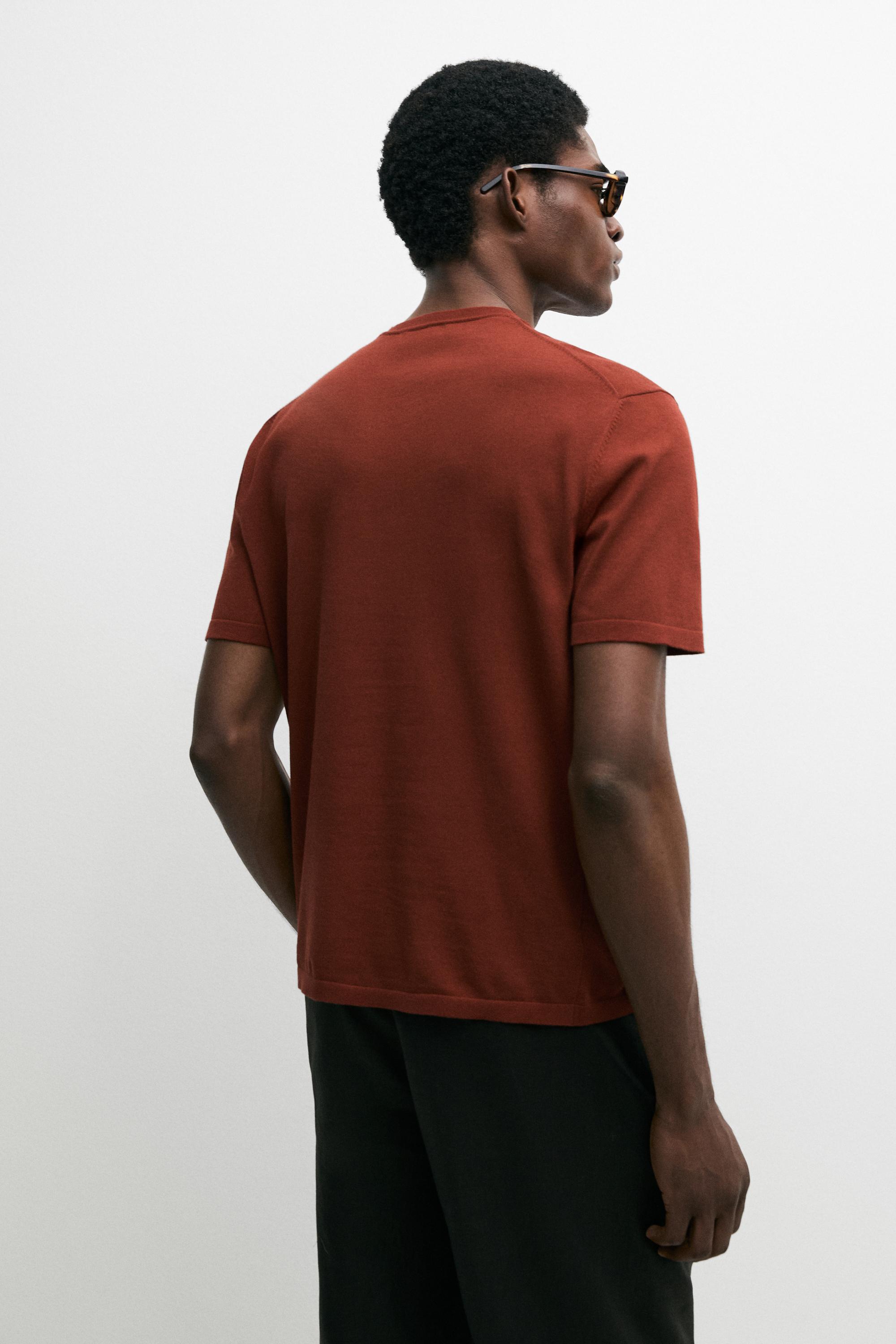 100% cotton short sleeve knit sweater — COPPER