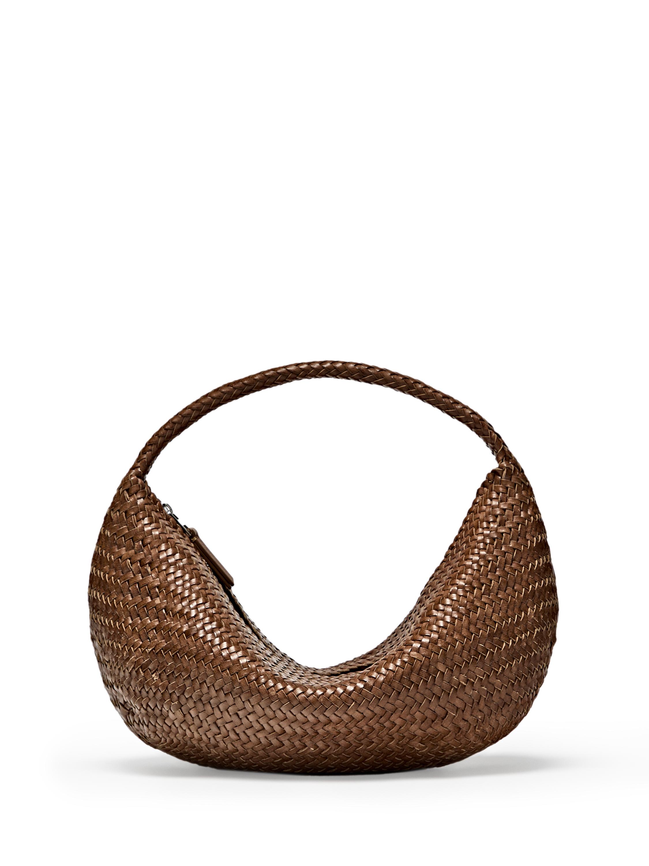 Braided leather half-moon bag — LEATHER