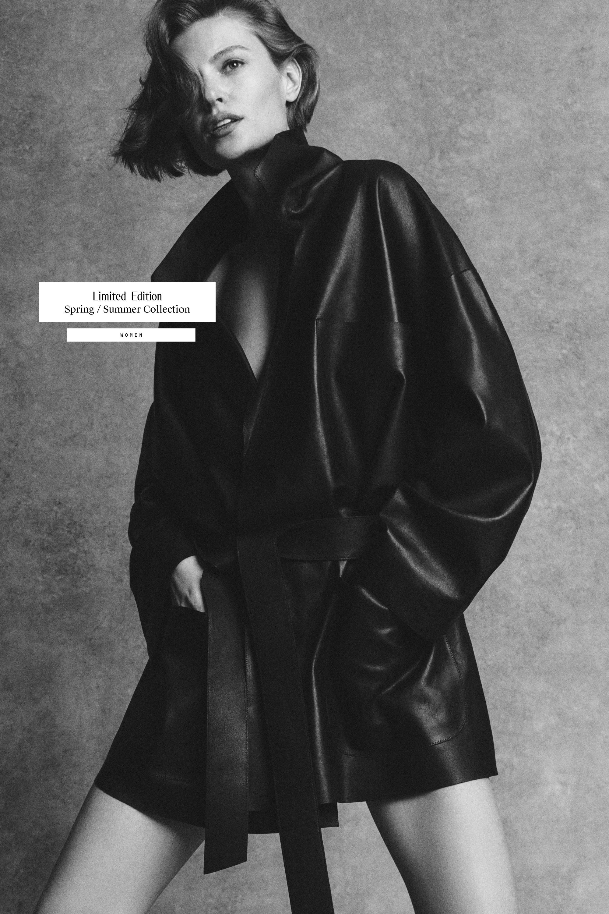 Long nappa leather jacket with tie - LIMITED EDITION — BLACK