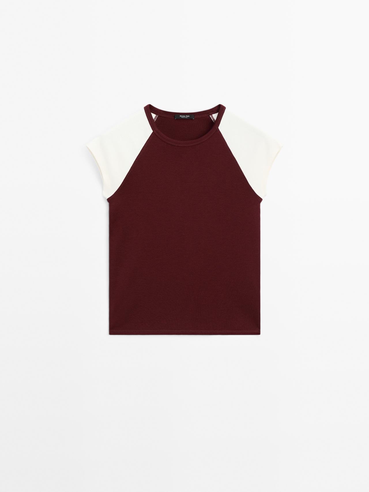 Massimo Dutti - Dame - Tanktop Af Bomuld I Rib - Granatrød - S