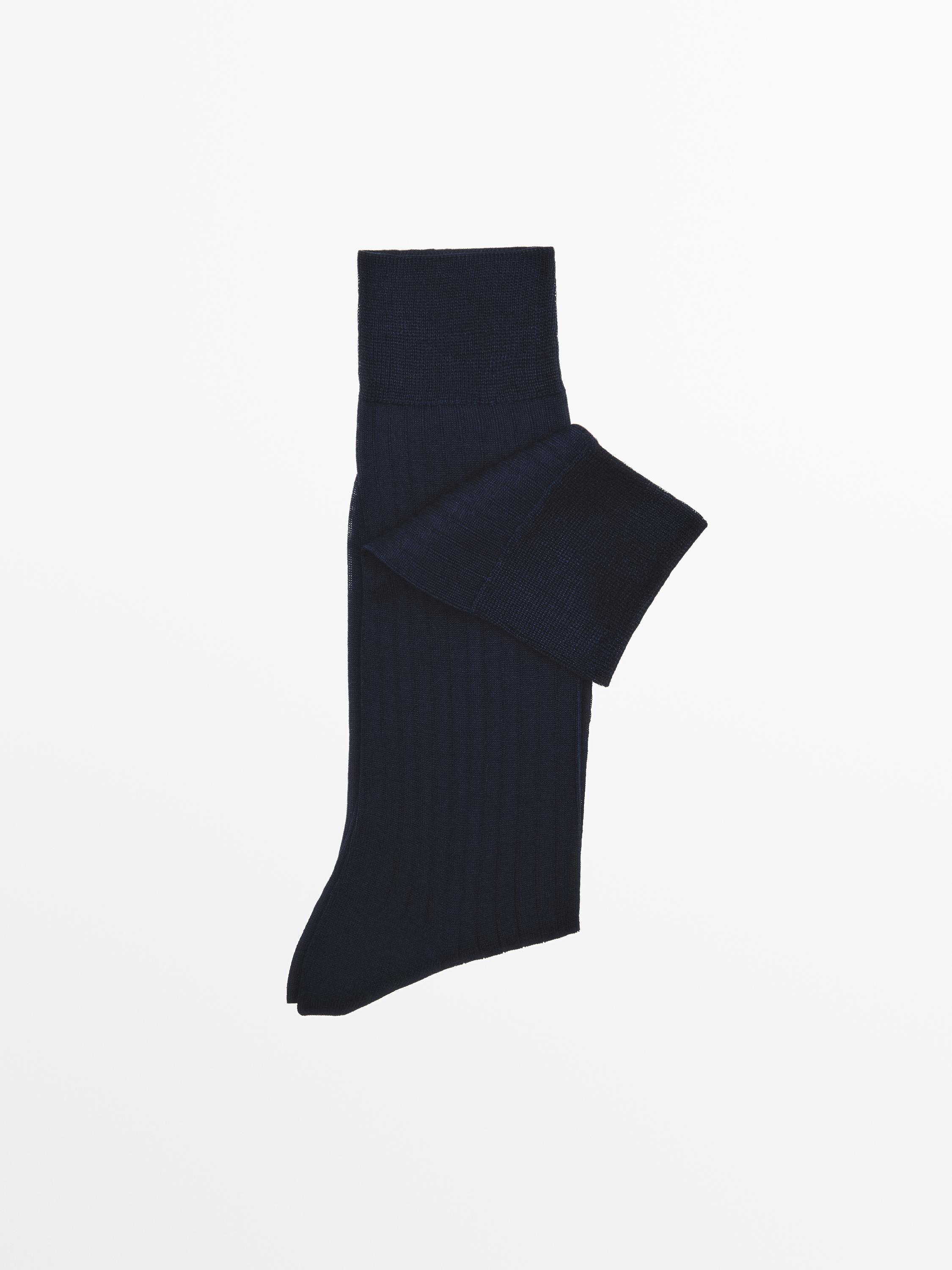 Ribbed smart socks — NAVY BLUE