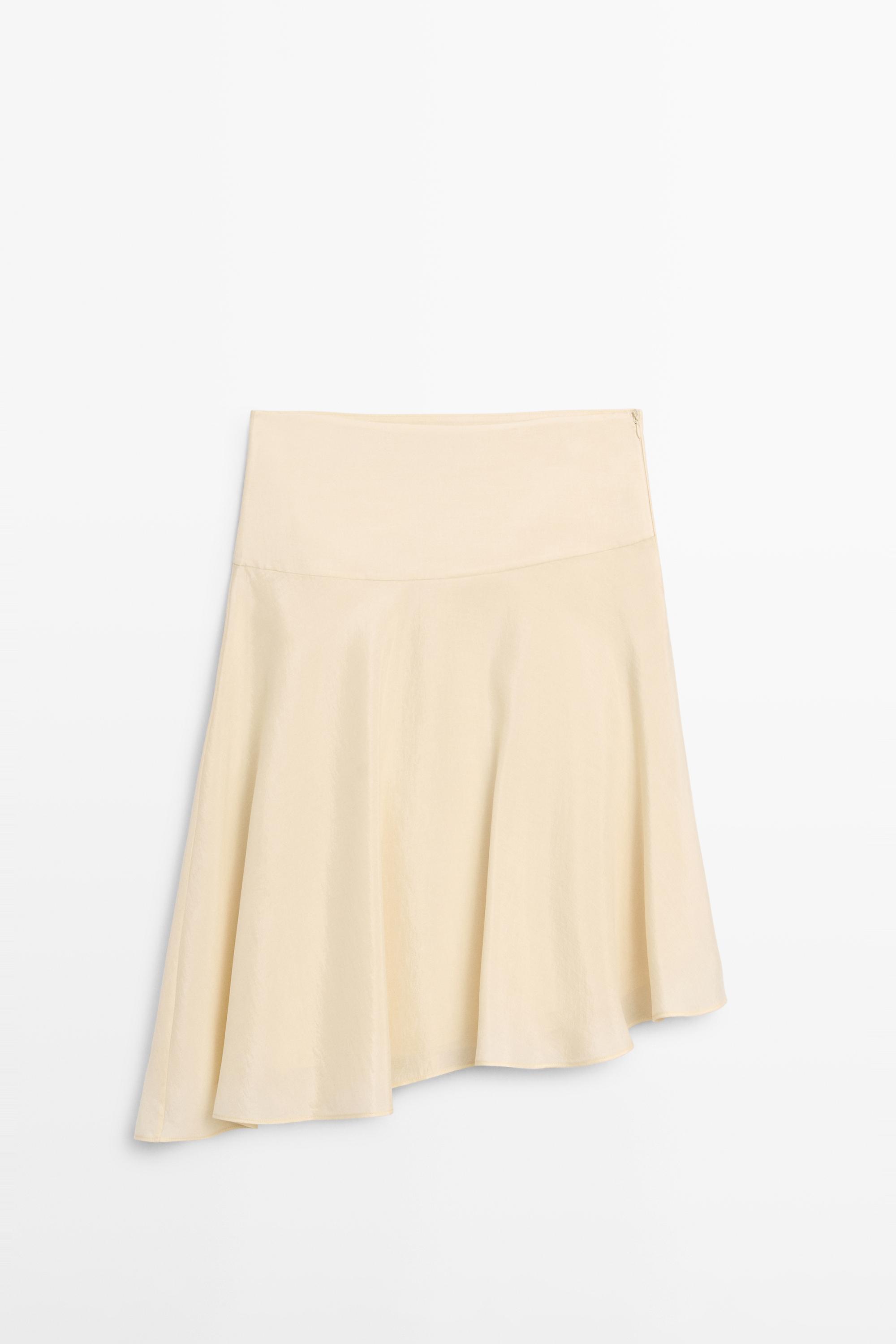 Flowing asymmetric midi skirt — Gold