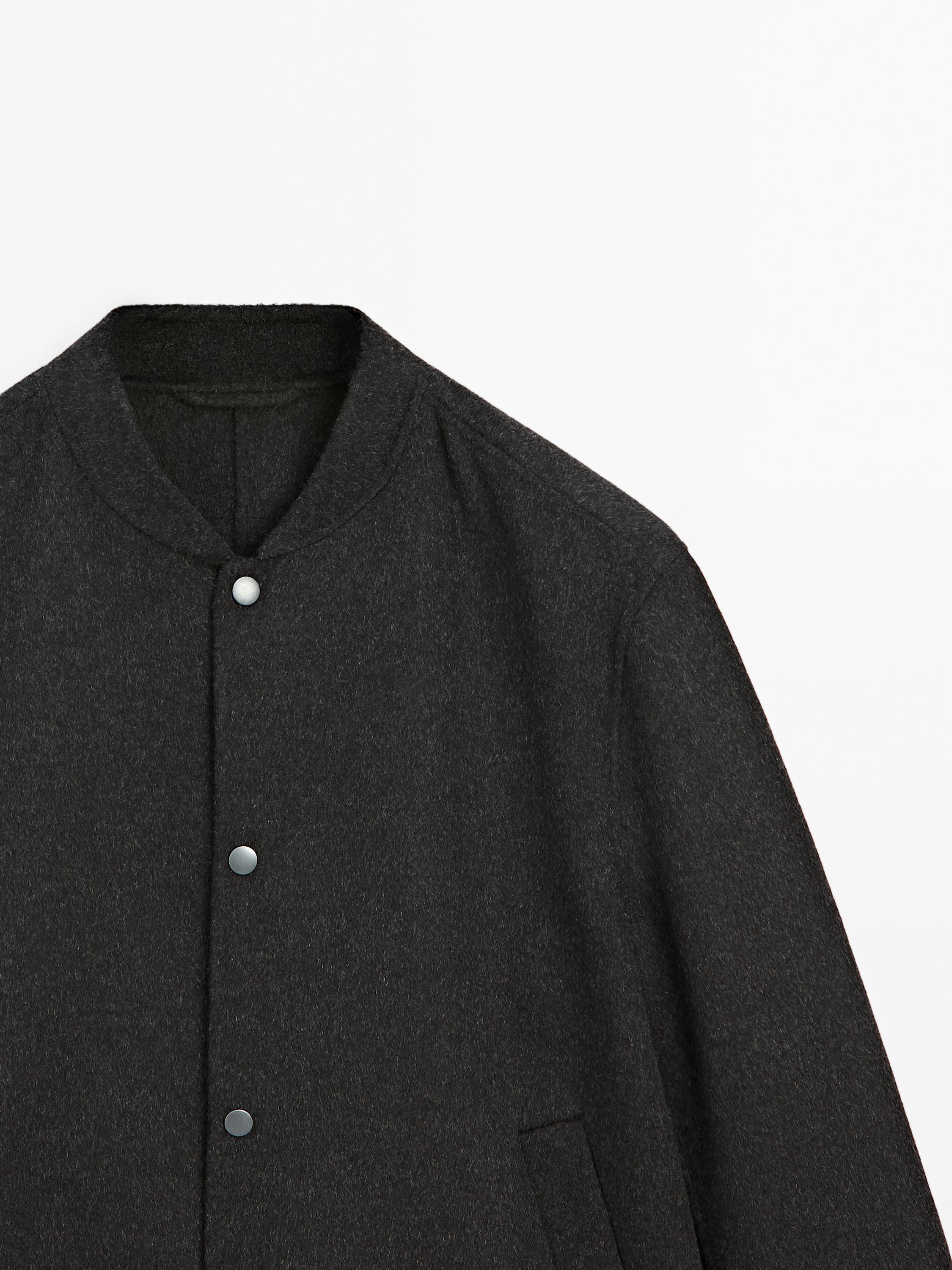 Double-layer wool blend bomber jacket