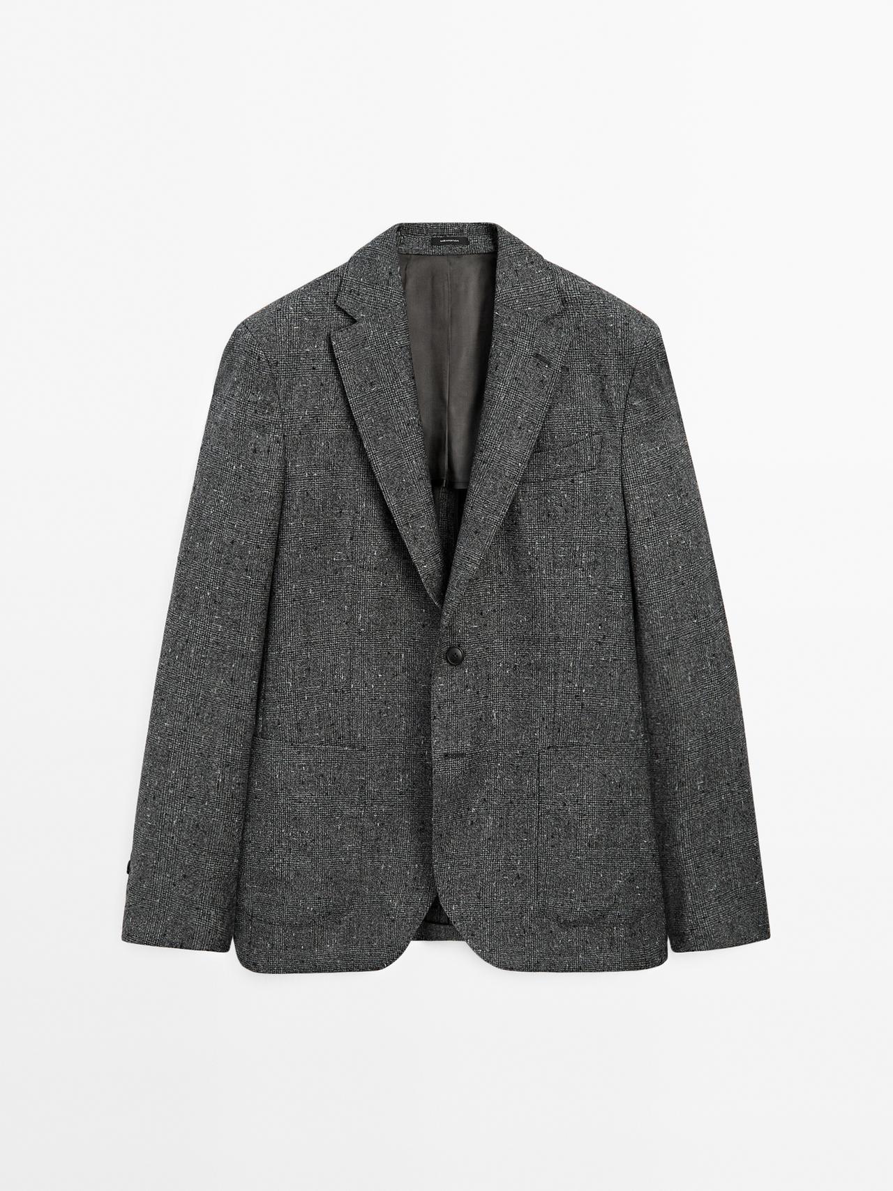 Massimo Dutti - Herre - Ternet Blazer I Uldblanding Med Struktur - Grå - 46