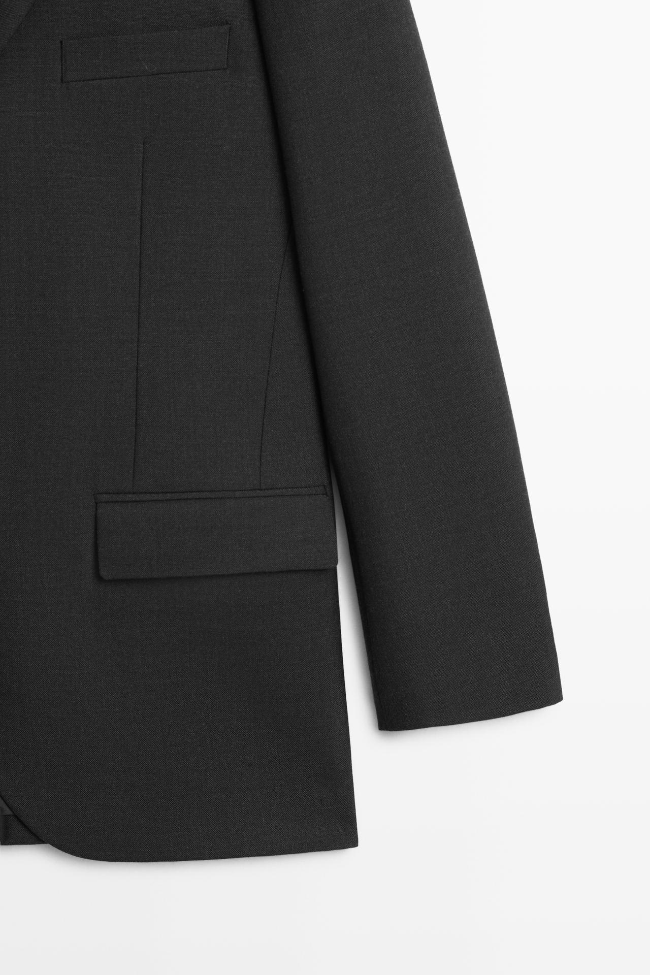 Three-button wool blazer — DARK GREY
